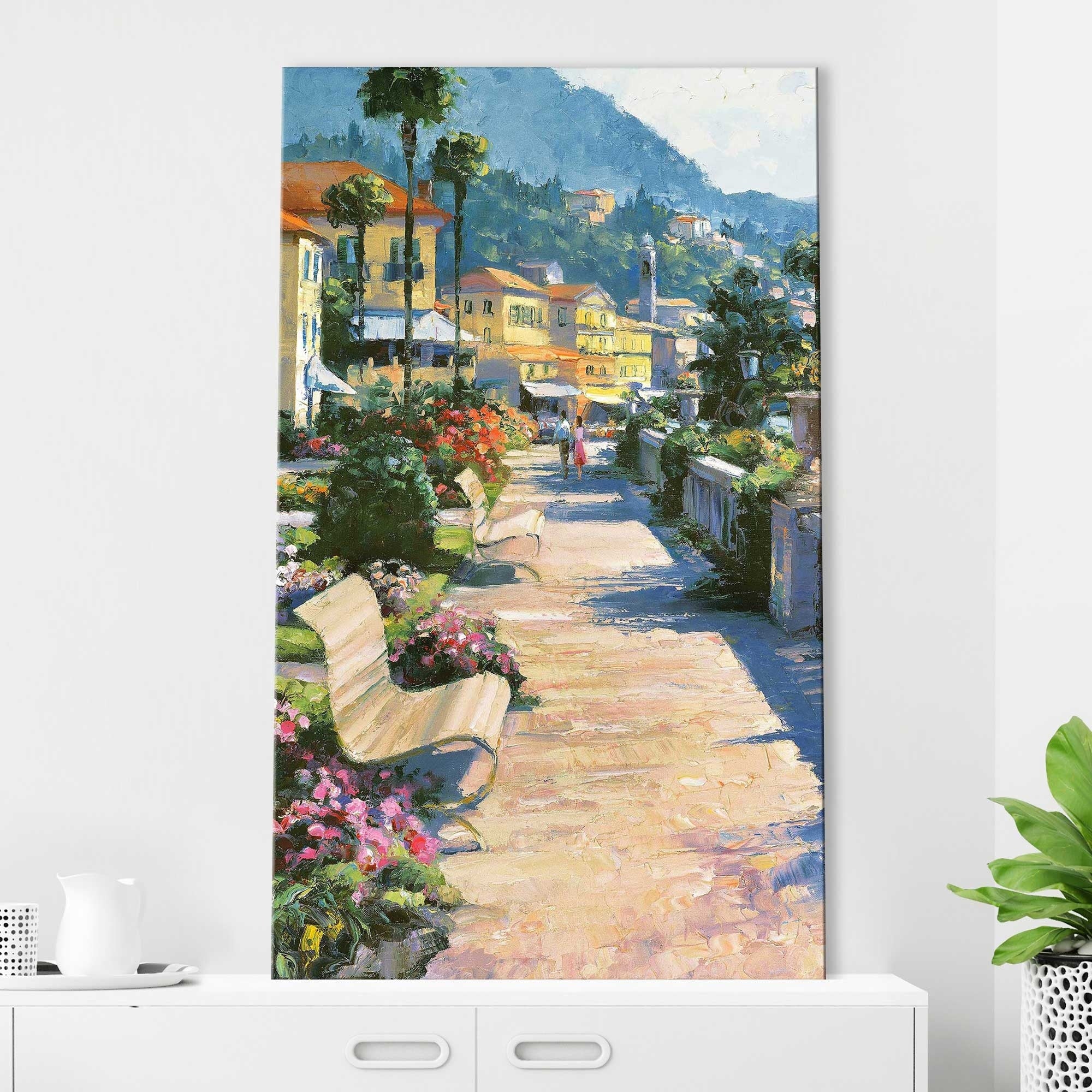 Bellagio Promenade by Howard Behrens - Premium Canvas Wall Art Print for Living Room, Bedroom & Office Decor | Famous Las Vegas Landscape Painting