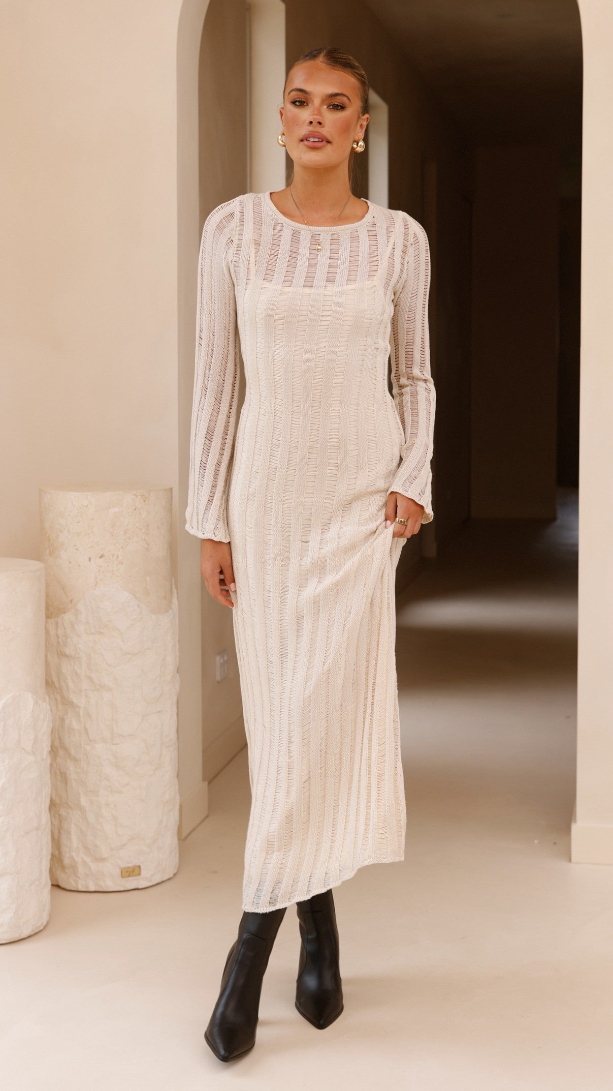 Allure Maxi Dress in Beige - Elegant Long Flowy Summer Dress for Women | Perfect for Beach, Vacation, and Evening Outings