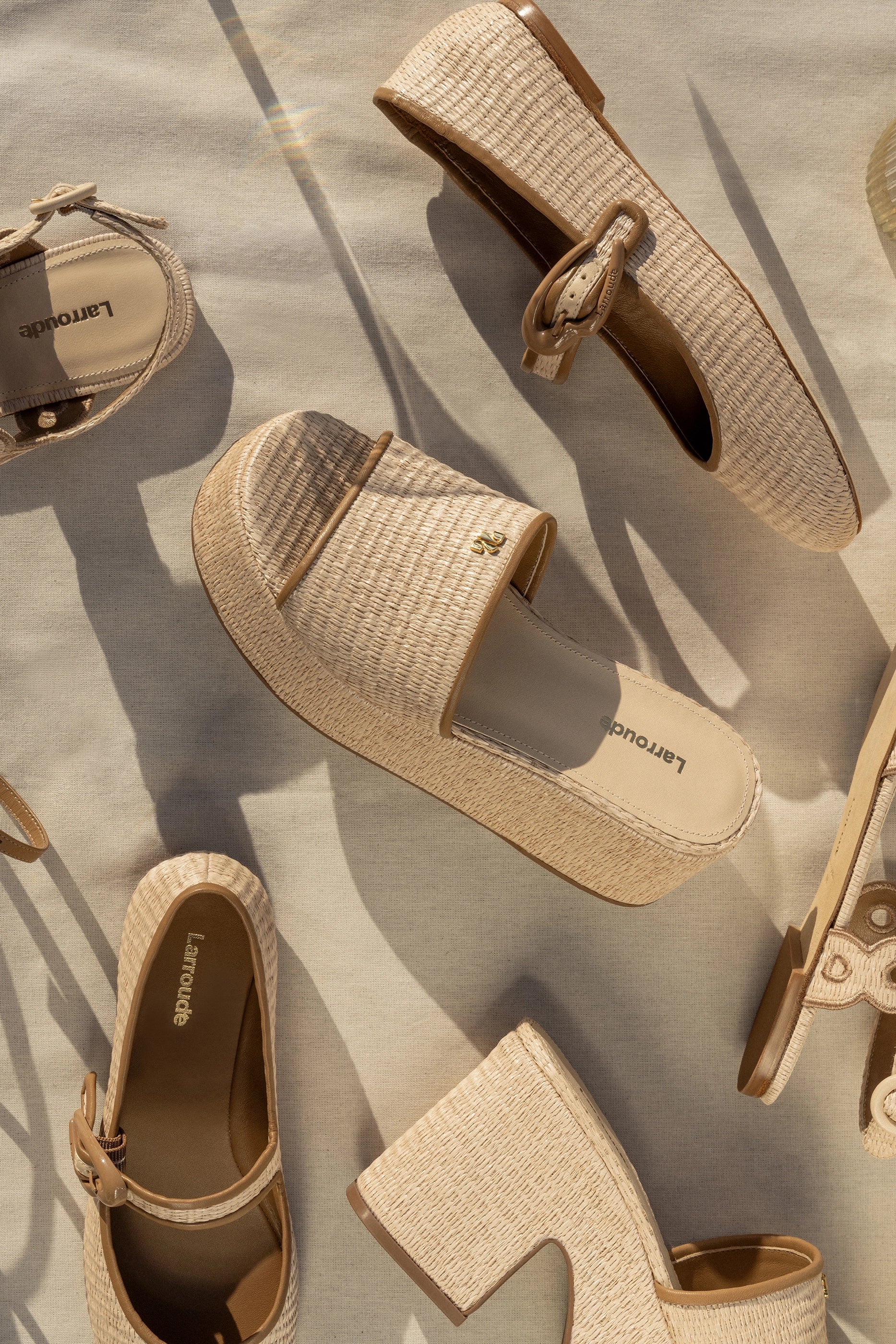 Alex Women's Flatform Mule Sandals in Natural Raffia with Hazelnut Trimming - Comfortable Summer Slides for Beach, Pool, and Casual Outings