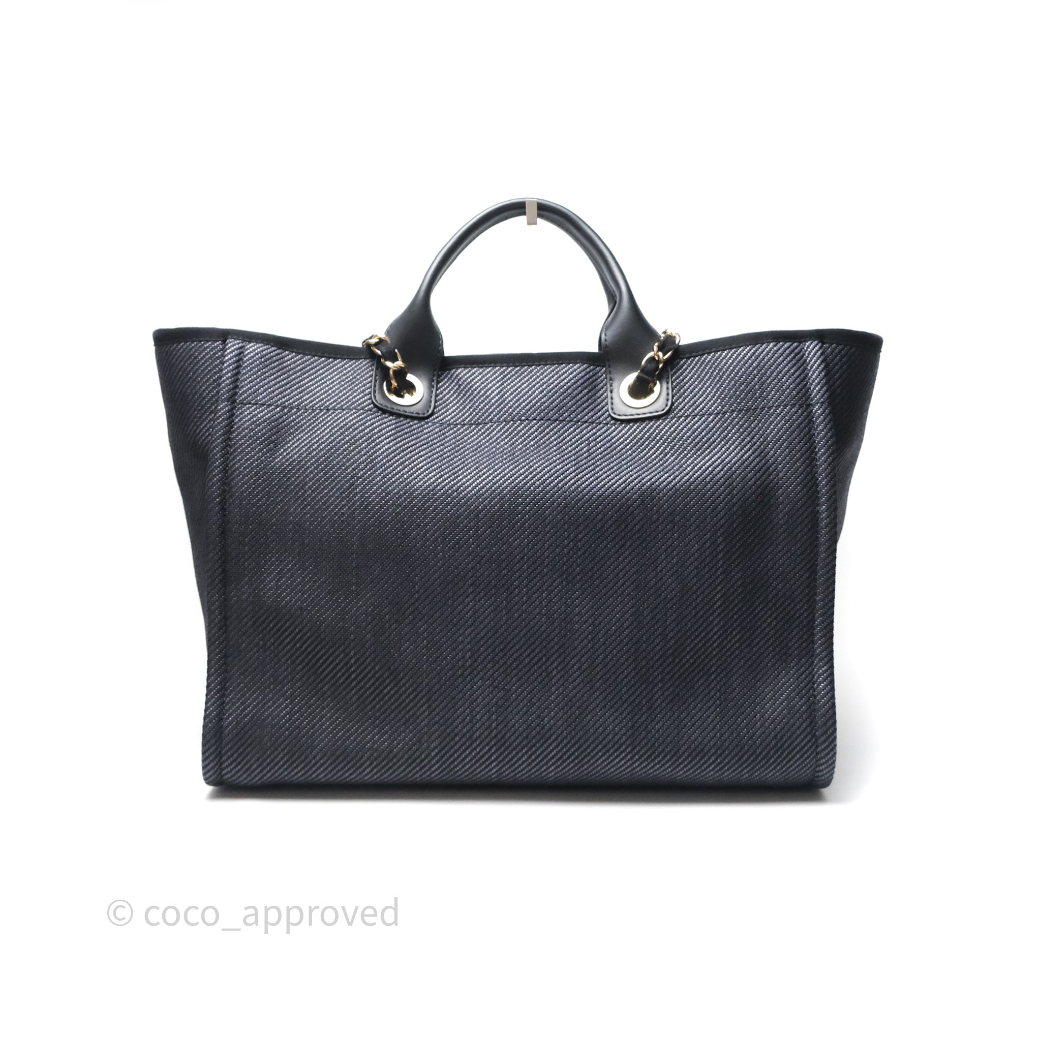 Chanel Canvas Deauville Large Tote Bag in Navy with Gold Hardware - Luxury Designer Handbag for Women, Perfect for Travel, Work & Everyday Use