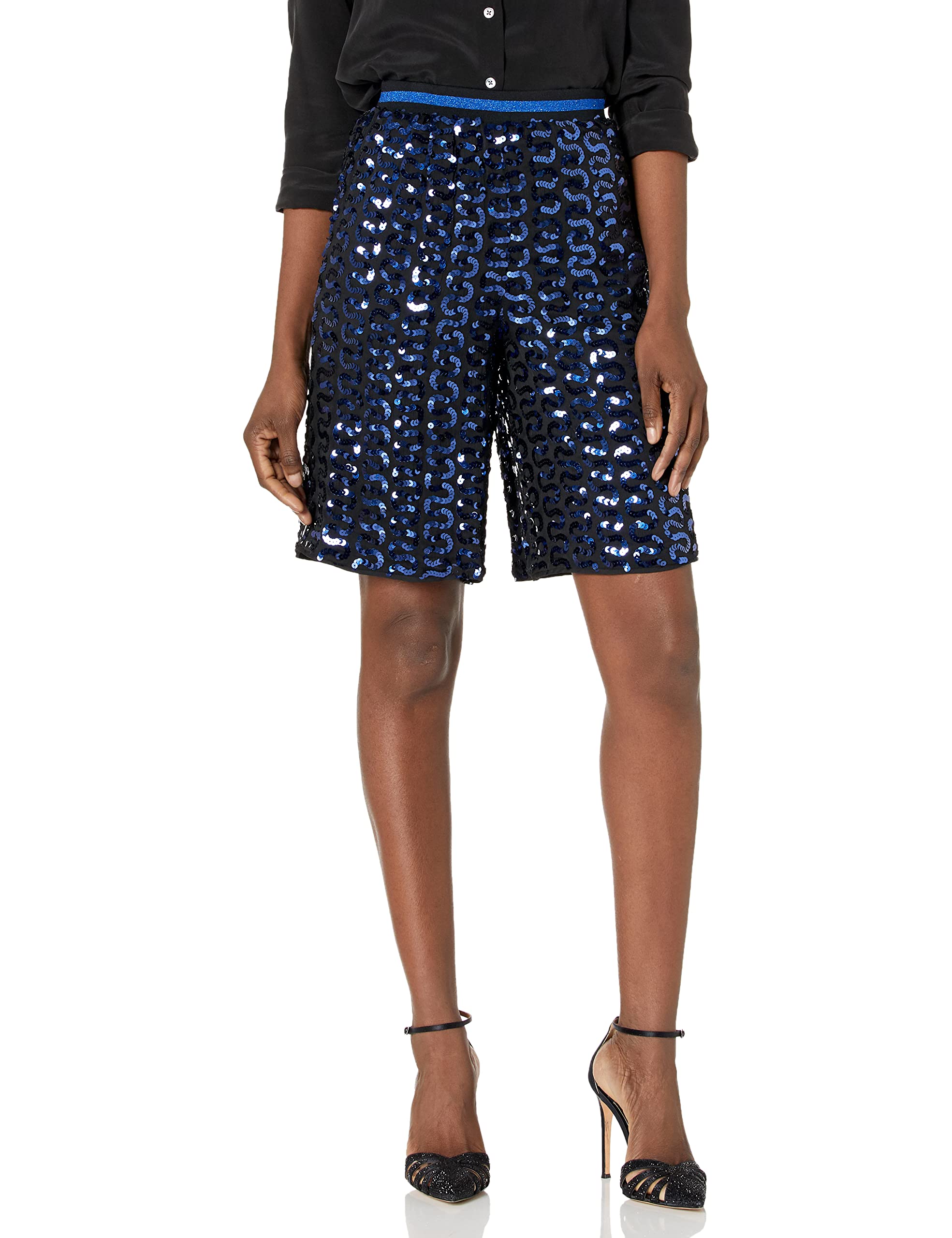 ARMANI EXCHANGE Women's Crinkle Chiffon Sequin Shorts - Stylish Party & Night Out Shorts for Women, Perfect for Club, Date Night & Summer Vacations