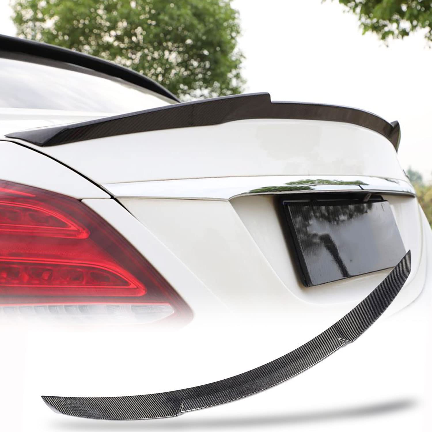 Carbon Fiber Trunk Spoiler for Mercedes Benz C Class W205 (2015-2021) - C180/C200/C250/C300/C400/C43/C63 AMG Sedan - High Kick Rear Boot Lip Wing - Factory Direct - Enhance Style & Aerodynamics for Street & Track Performance