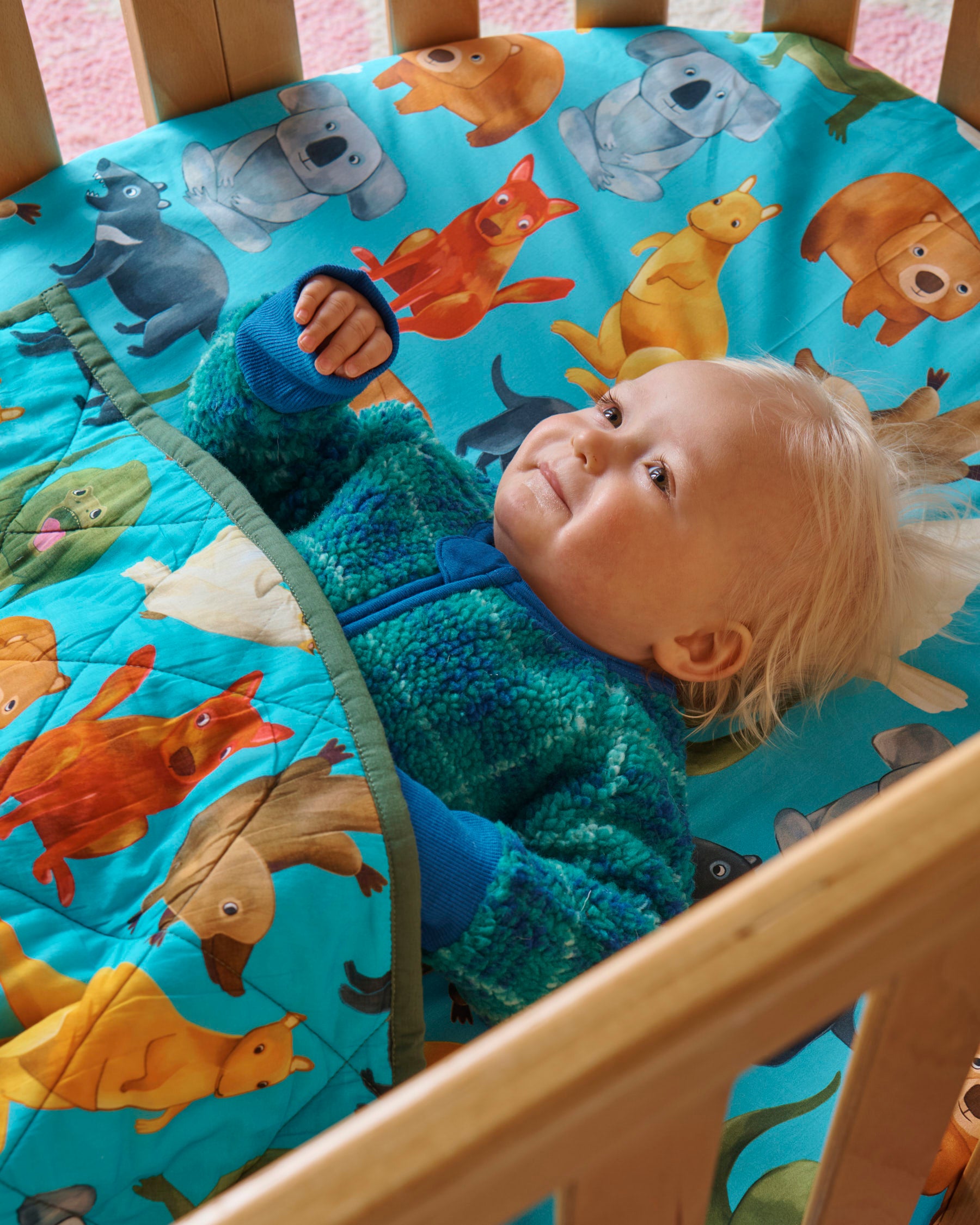 Cozy Home Among The Gum Trees Quilted Cot Bedspread - Soft Nursery Bedding for Baby Cribs & Toddler Beds, Perfect for Nursery Decor & Gift