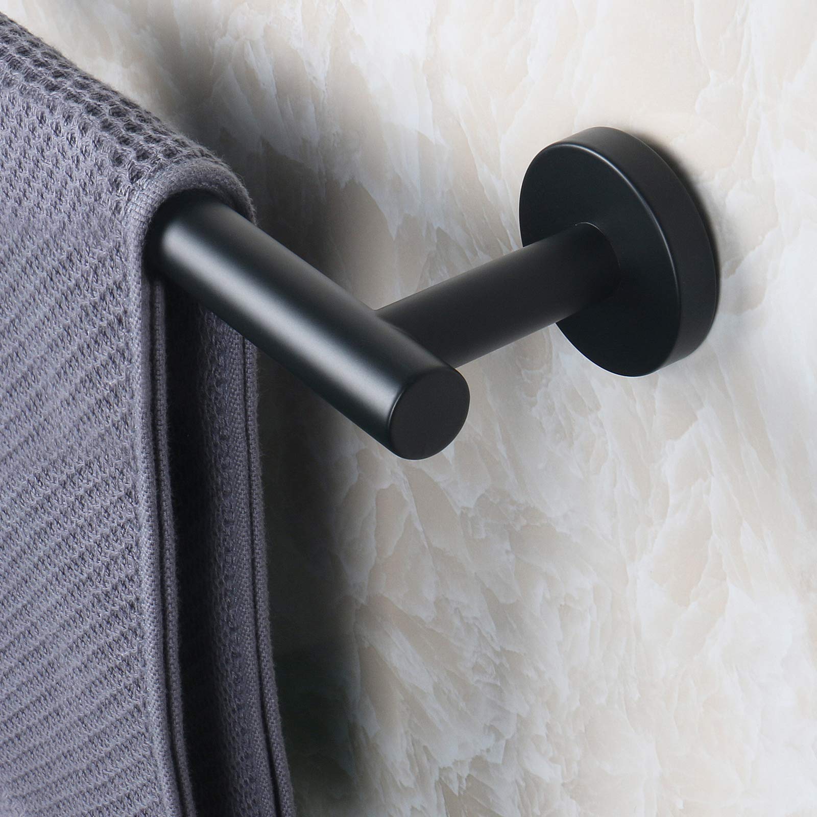 NearMoon Premium Stainless Steel Bath Towel Bar - Thickened Matte Black Wall Mounted Shower Towel Rack (12 Inch) - Durable Bathroom Accessories for Spa, Hotel & Home Decor (1 Pack)