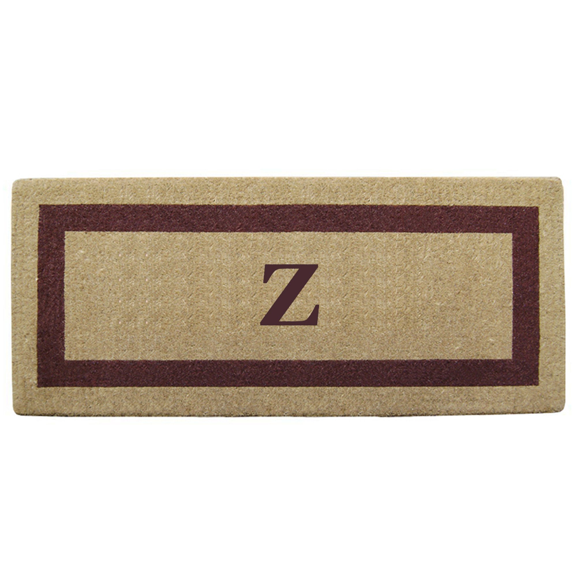 Personalized Monogram Z Coir Door Mat - Heavy Duty Natural Coco Fiber Welcome Mat, Handcrafted Outdoor Rug with Single Picture Frame Design | Eco-Friendly, Durable Brown Doormat 24