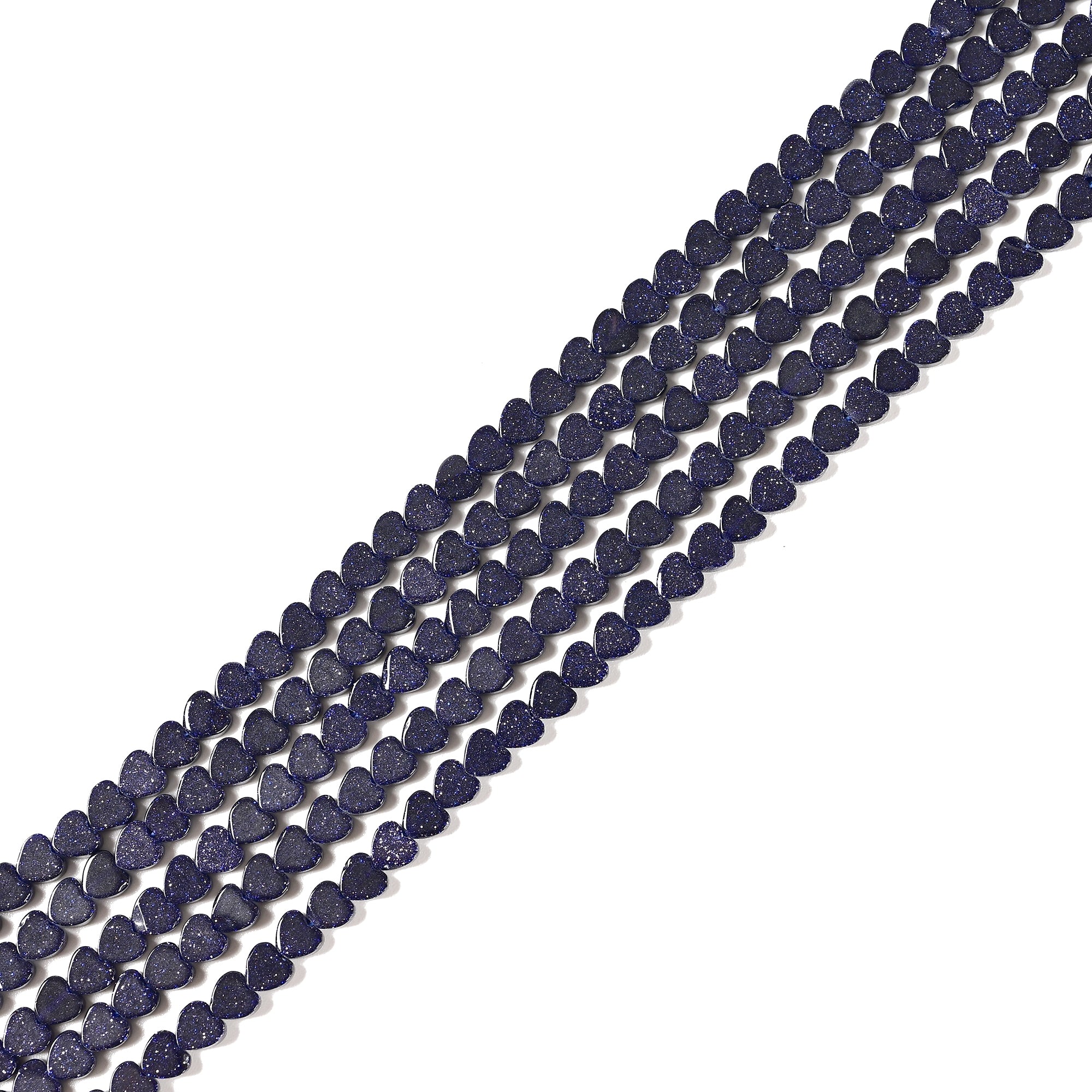 4mm Blue Sand Goldstone Heart Beads - 15.5 Inch Strand for Jewelry Making, DIY Bracelets & Necklaces - Perfect for Crafting, Gifts & Spiritual Healing
