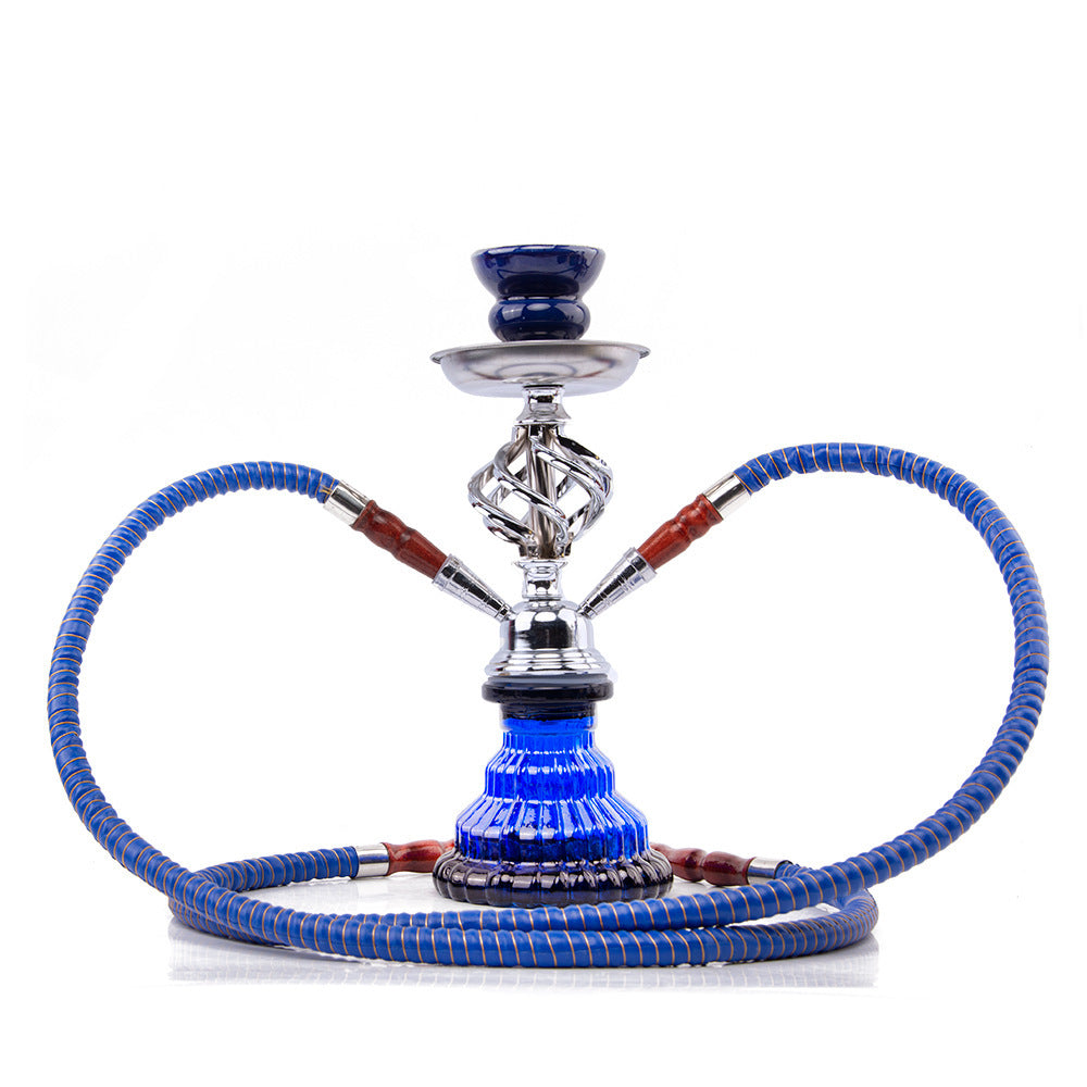 Premium Arab Double Hose Twist Ball Narguile Glass Shisha Hookah Set for Parties & Relaxation - Authentic Middle Eastern Smoking Experience
