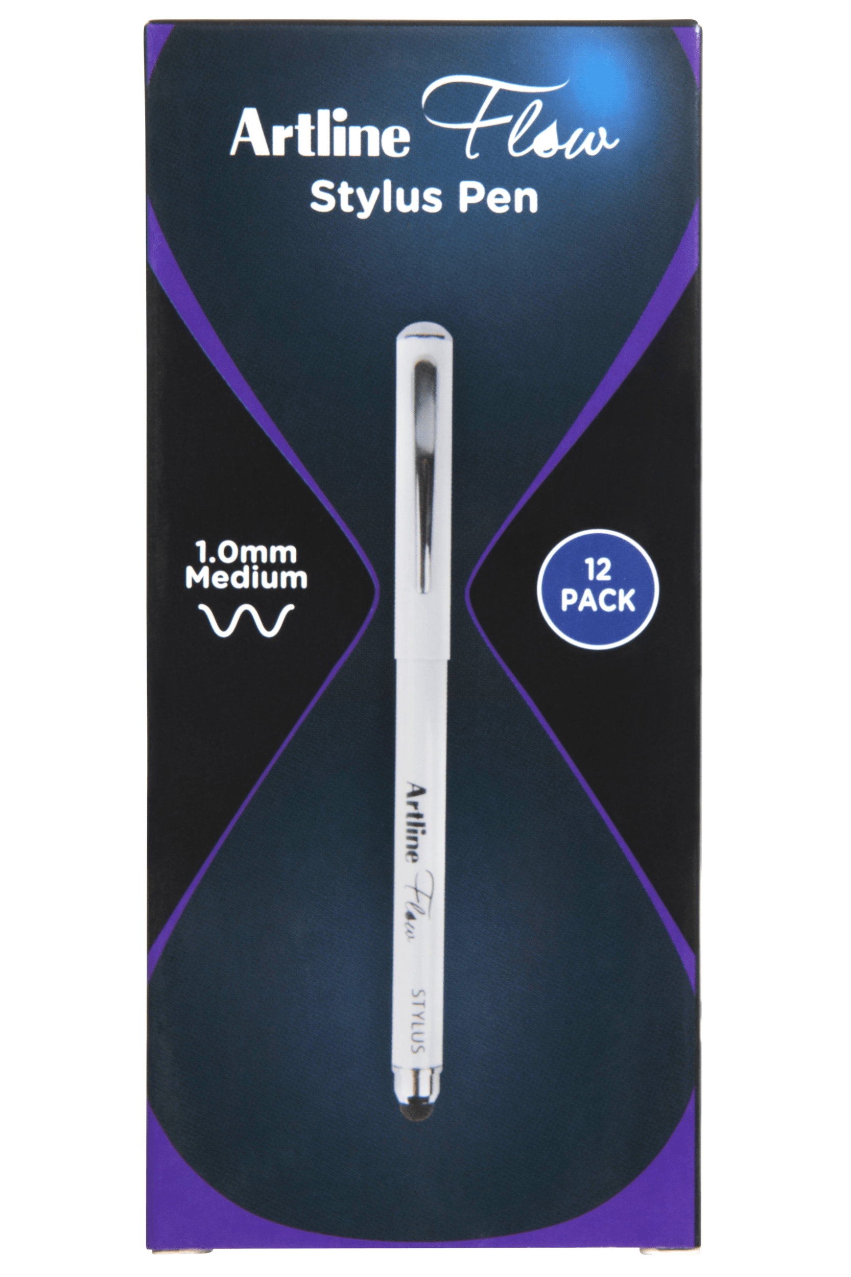 Artline Flow Metal Barrel Stylus Pen - Pack of 12 Blue Stylus Pens for Touch Screens - Perfect for iPad, iPhone, Android Tablets & Digital Art Drawing