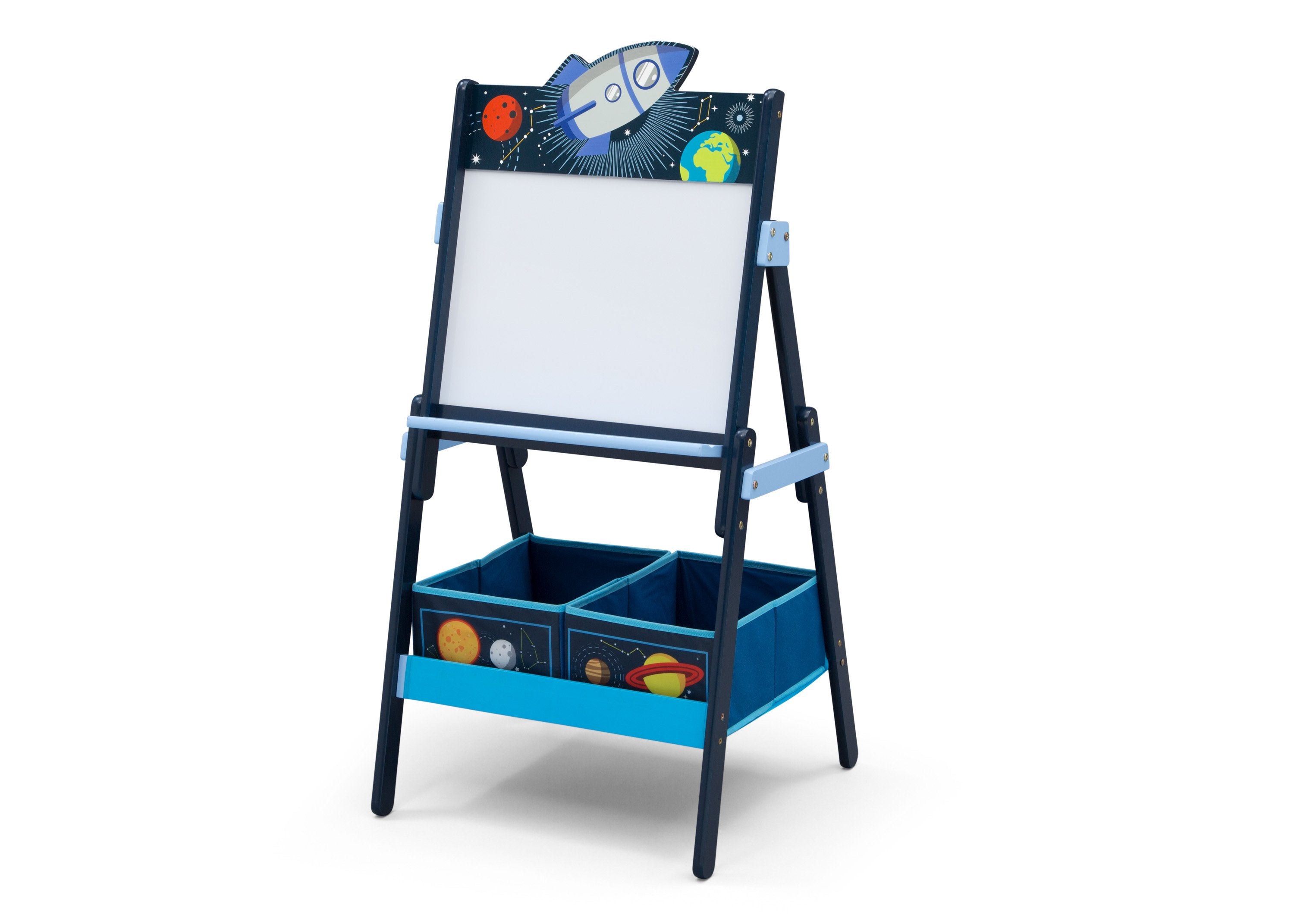 Space Adventures Wooden Activity Easel with Storage - Kids Art Easel with Chalkboard & Whiteboard - Perfect for Home, Classroom & Preschool Creative Play