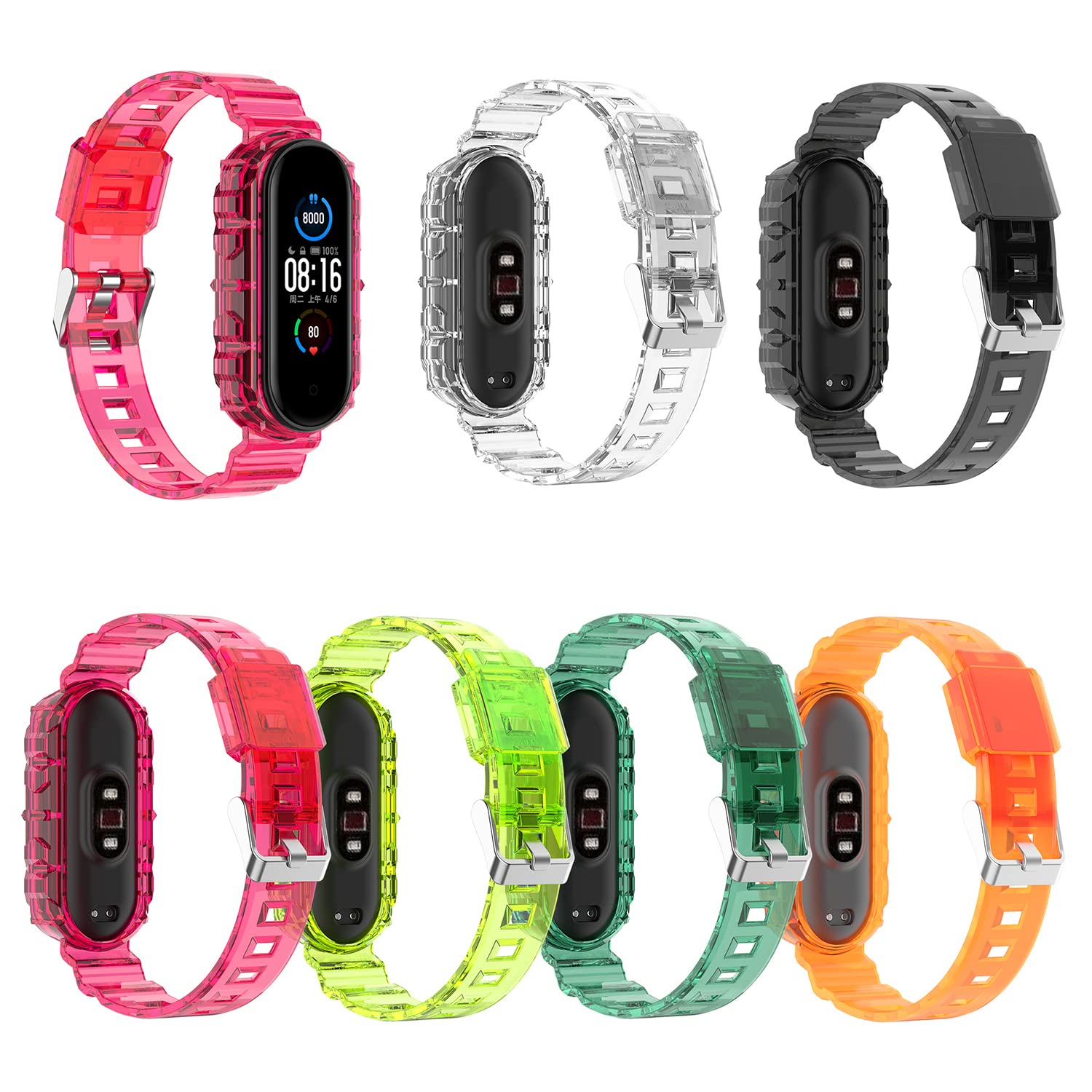 Premium Silicone Replacement Band for Xiaomi Mi Band 7/6/5 & Amazfit Band 5 - Soft, Breathable, Flexible Sport Wristband with Metal Buckle - Perfect for Fitness, Running, Swimming & Daily Wear