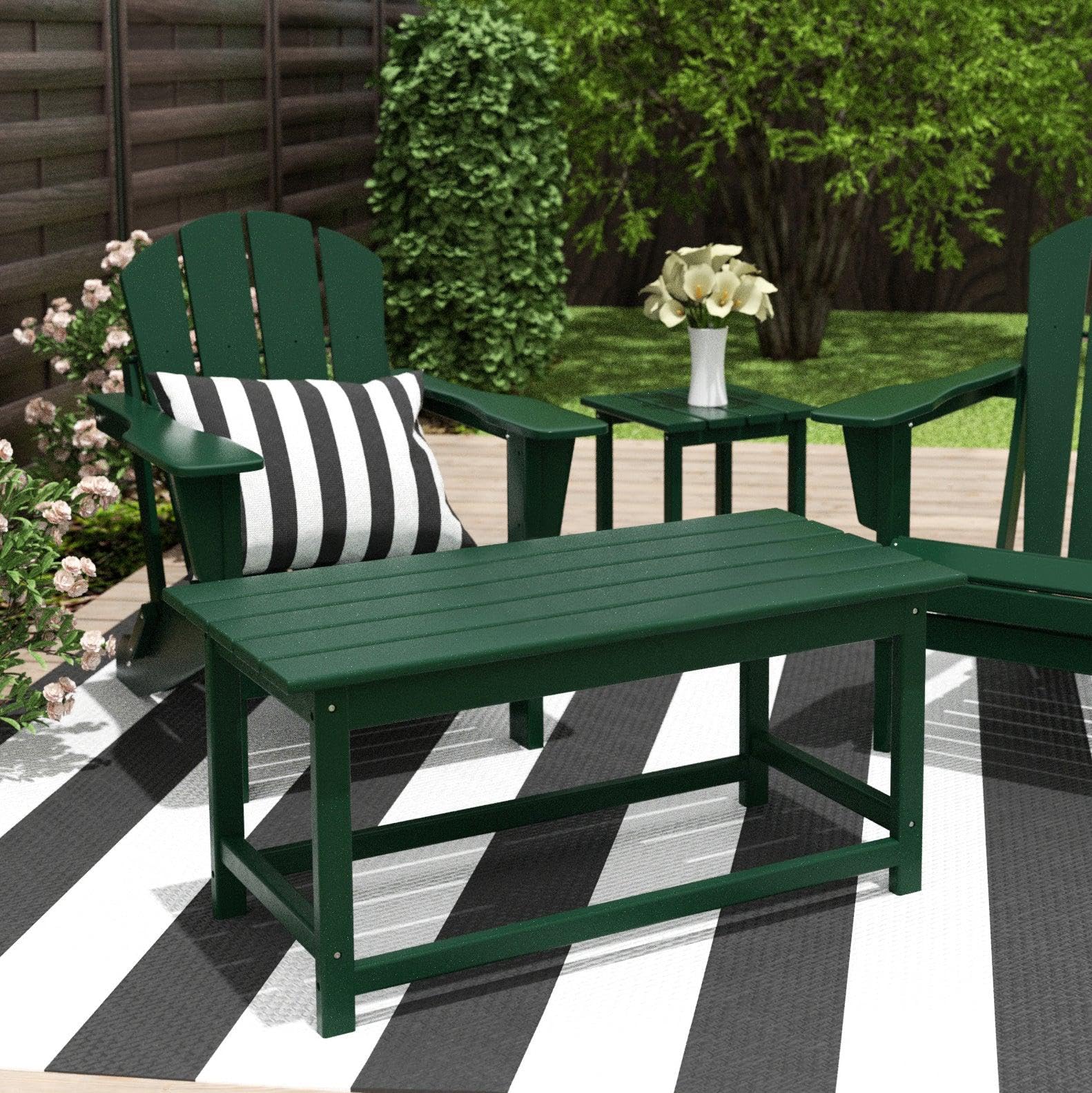 **HDPE Outdoor Drink Table - Weather Resistant Adirondack Conversation Table for Patio, Porch, Balcony, Poolside & Backyard - Dark Green Accent Table for Seaside & Outdoor Relaxation**