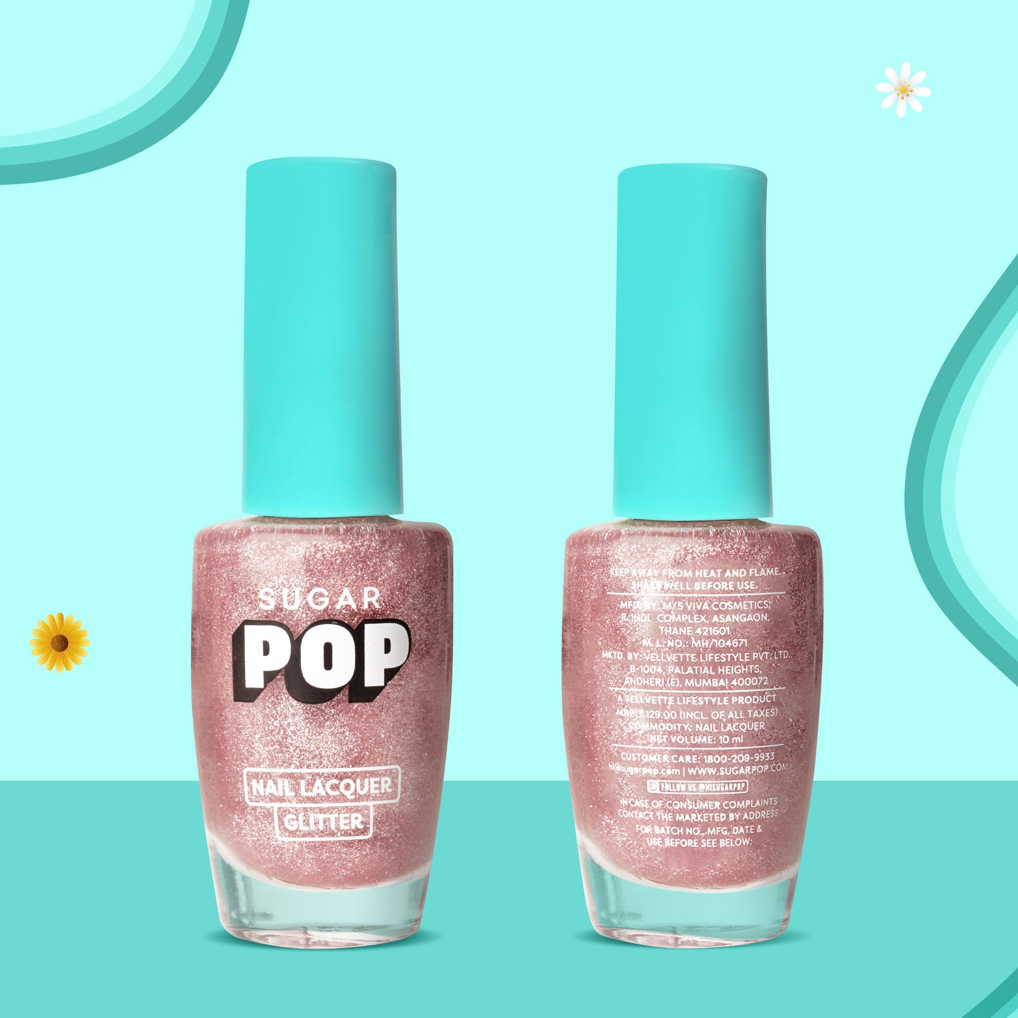 SUGAR POP Glitter Nail Polish - 01 Rose Quartz (10ml) | Quick-Drying, Chip-Resistant & Long-Lasting Shine | Perfect for Parties, Weddings & Special Occasions