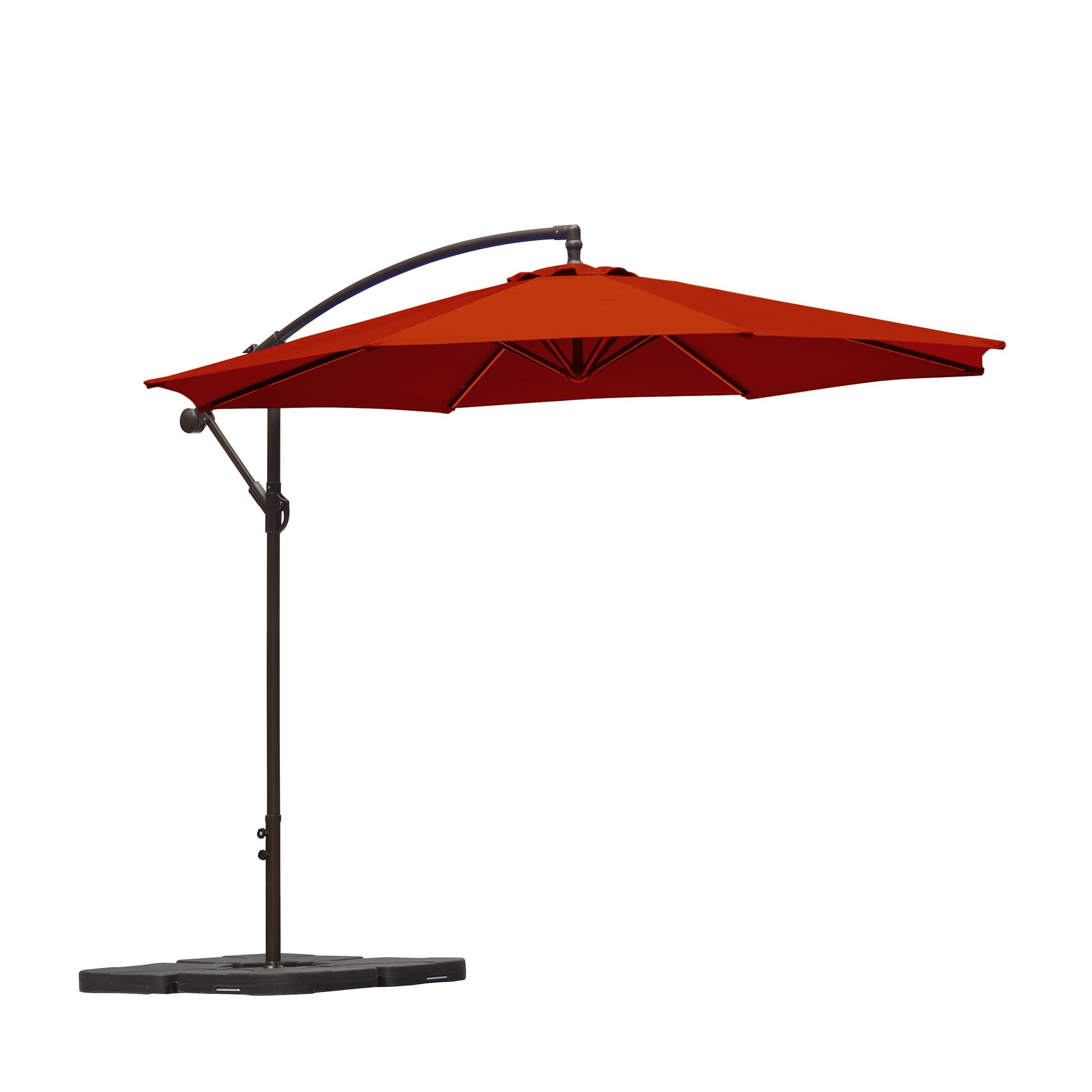 WO Home Furniture 10ft Outdoor Patio Cantilever Umbrella with Stand, Base & 3 Weights - Hanging Shade Kit for Backyard, Poolside, and Garden Relaxation