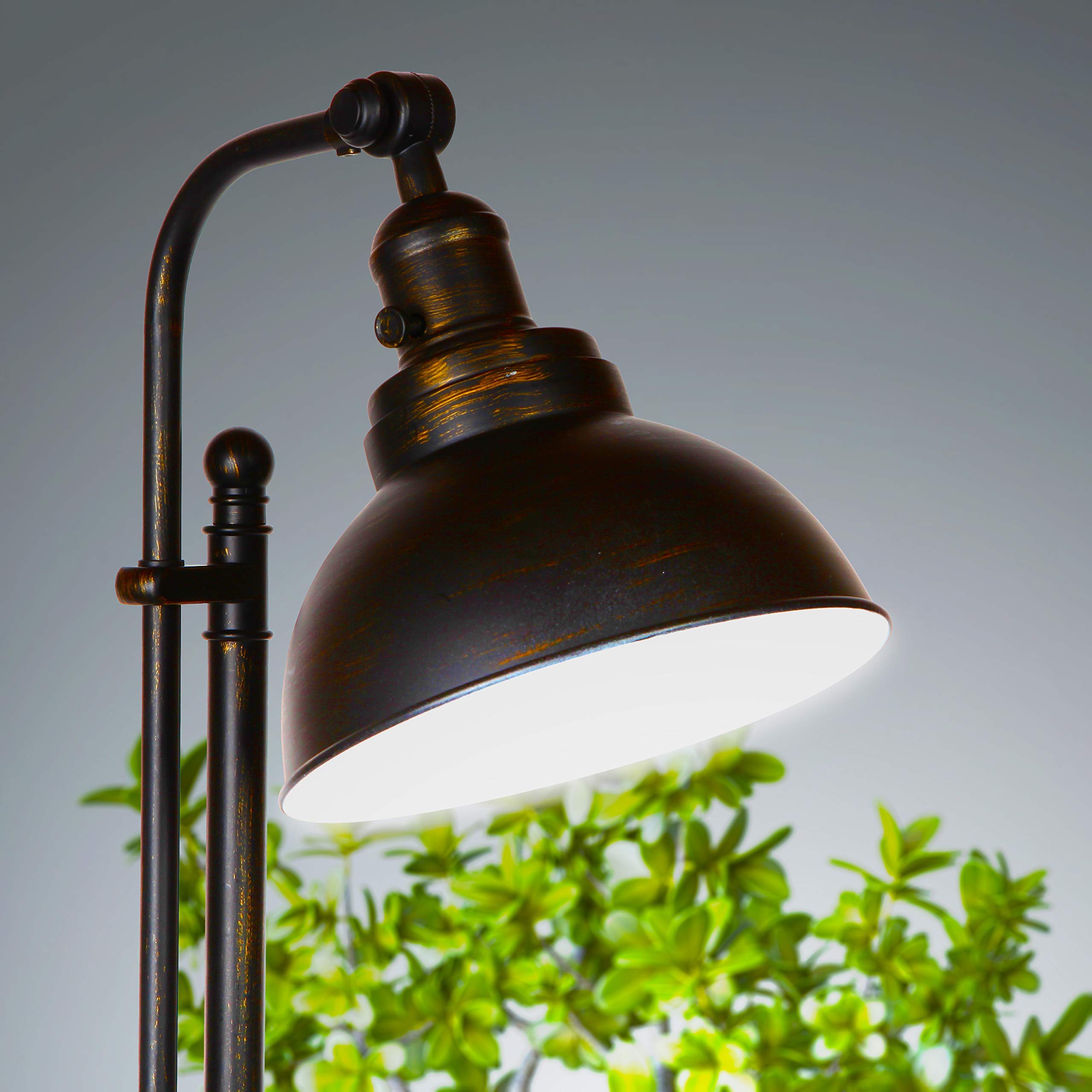 Brightech Dylan Industrial LED Floor Lamp - Adjustable Head Standing Light for Living Room, Bedroom & Office - Farmhouse Style Reading Lamp - Perfect for Home Decor & Workspace Lighting
