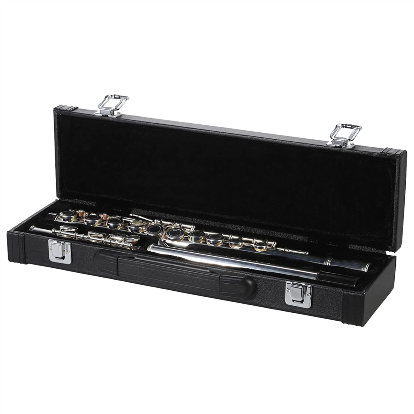 KLKL Silver Plated Cupronickel 16-Hole Closed Hole Concert Flute with Carrying Case - Beginner & Student Wind Instrument for School Band, Music Class & Performance Practice