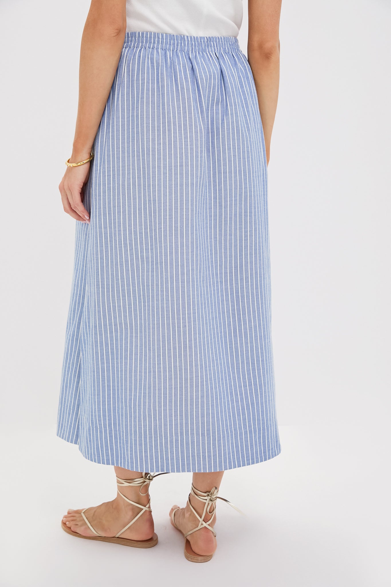 Blue Stripe Athena Skirt - Women's Flowy Midi Skirt with Side Slits | Perfect for Summer, Beach Vacations & Boho Outfits