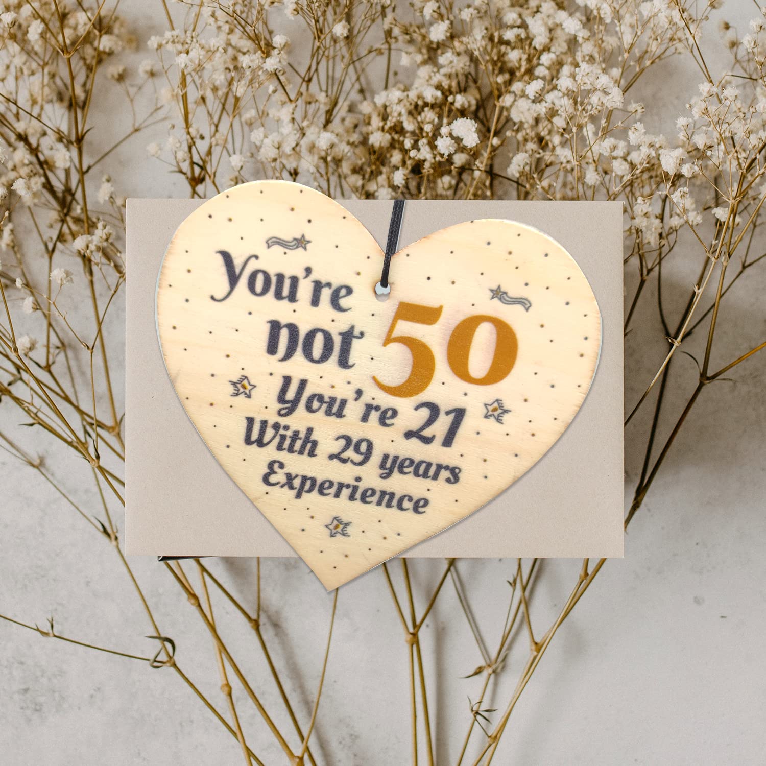 50th Birthday Gifts for Women - Personalized Wooden Plaque & Keychain Set with 