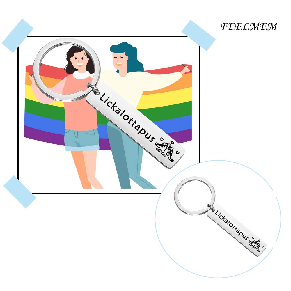 FEELMEM Funny Lickalottapus Keychain - Unique LGBT Pride Gift for Lesbian Couples, Gay Jewelry & Same Sex Keyring - Perfect for Pride Month, Coming Out Celebrations & LGBTQ+ Events