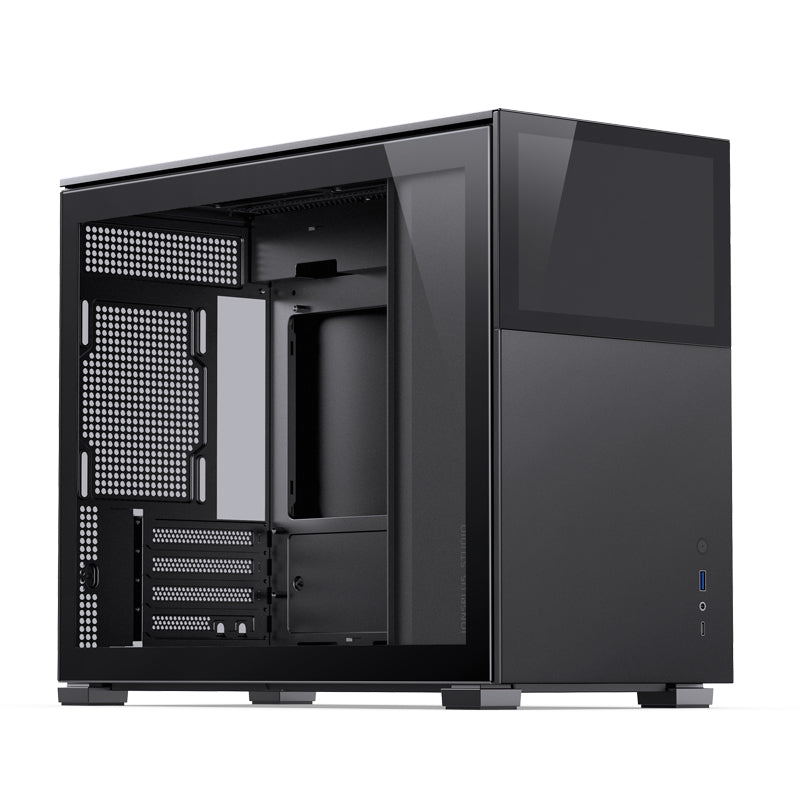 Jonsbo D31 STD SC M ATX PC Case with Type-C Port & LCD Screen - Black (No Fan Included) | Compact Gaming & Workstation Builds, Home Office & Streaming Setups
