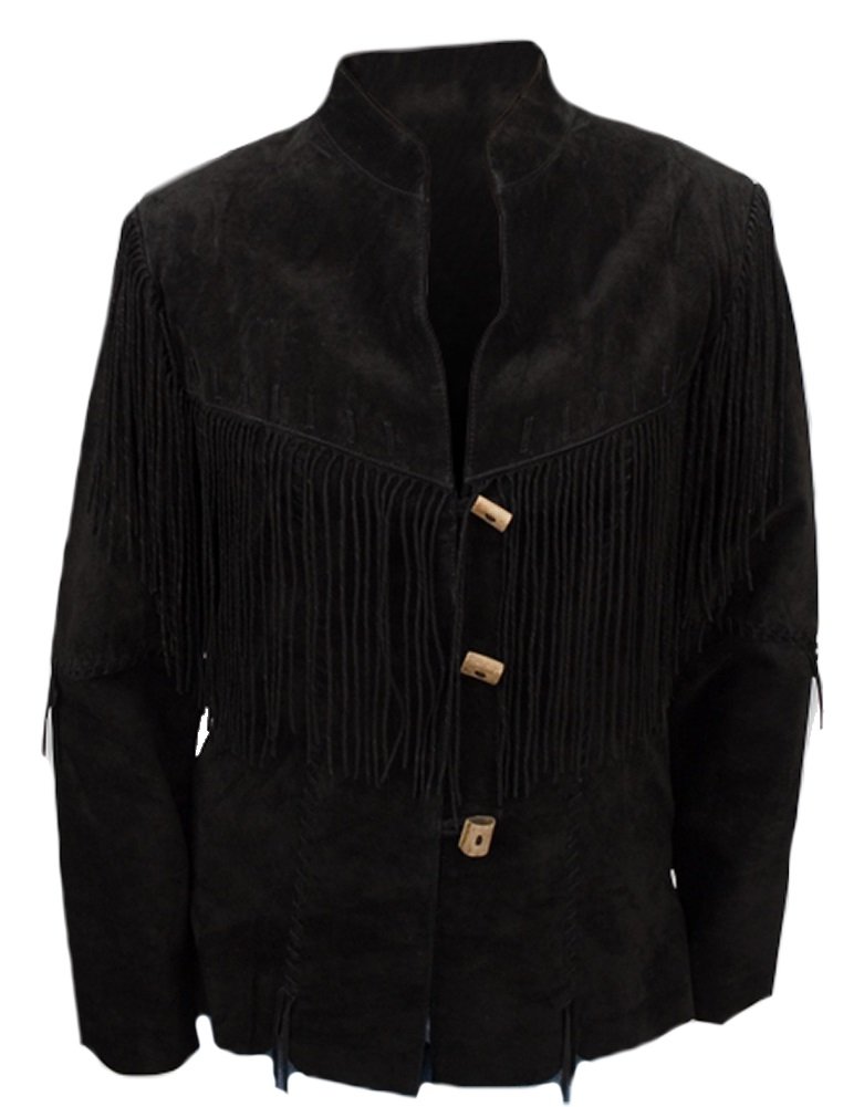 Coolhides Men's Western Cowboy Fringed Leather Coat - Stylish Vintage Jacket for Rodeo, Country Music Festivals & Outdoor Adventures