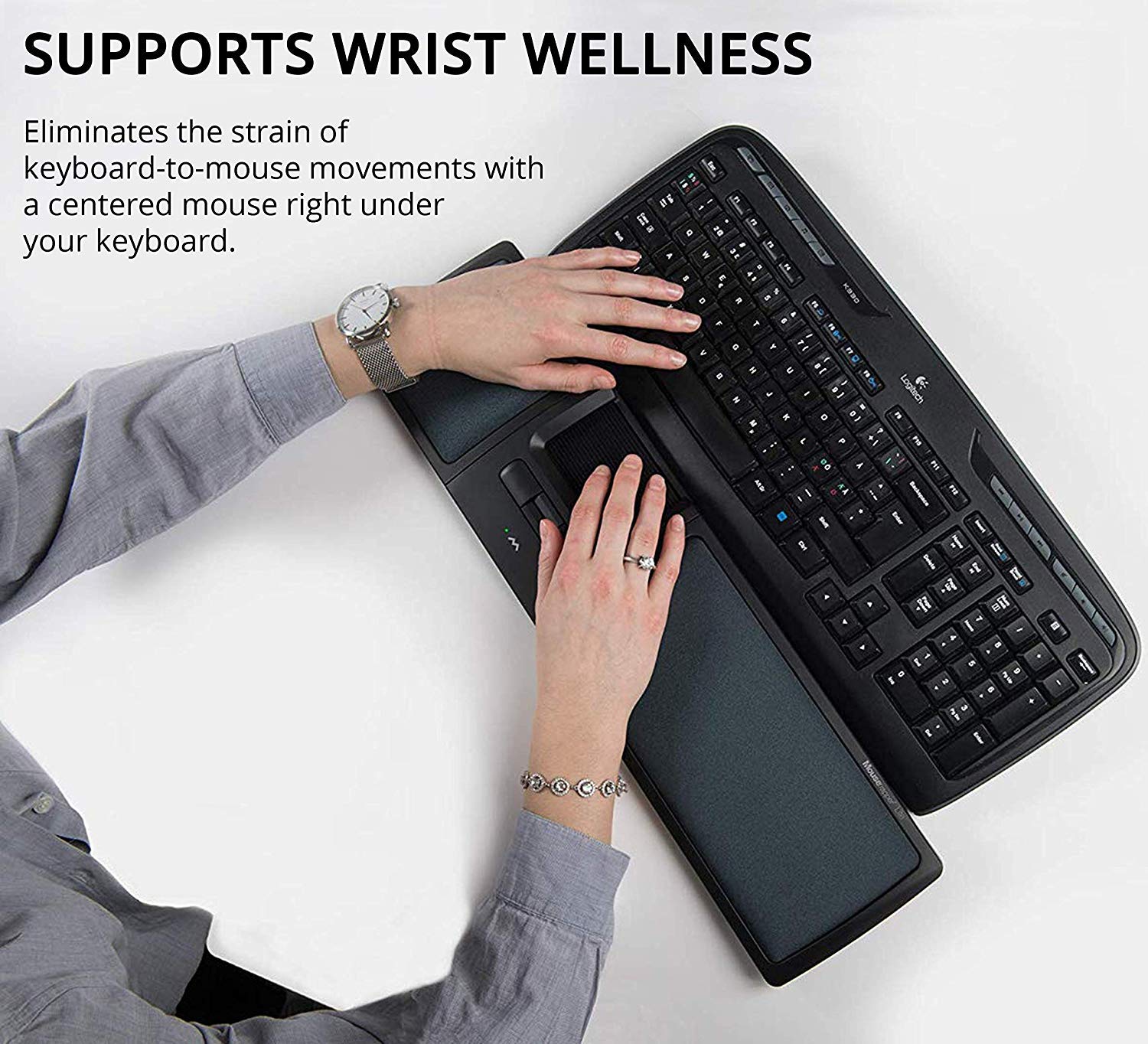 Ergonomic Wireless Mouse with Padded Support - Portable Trackpad for Mac & PC - Lightweight & Comfortable for Office, Gaming & Travel (Black, New Model)