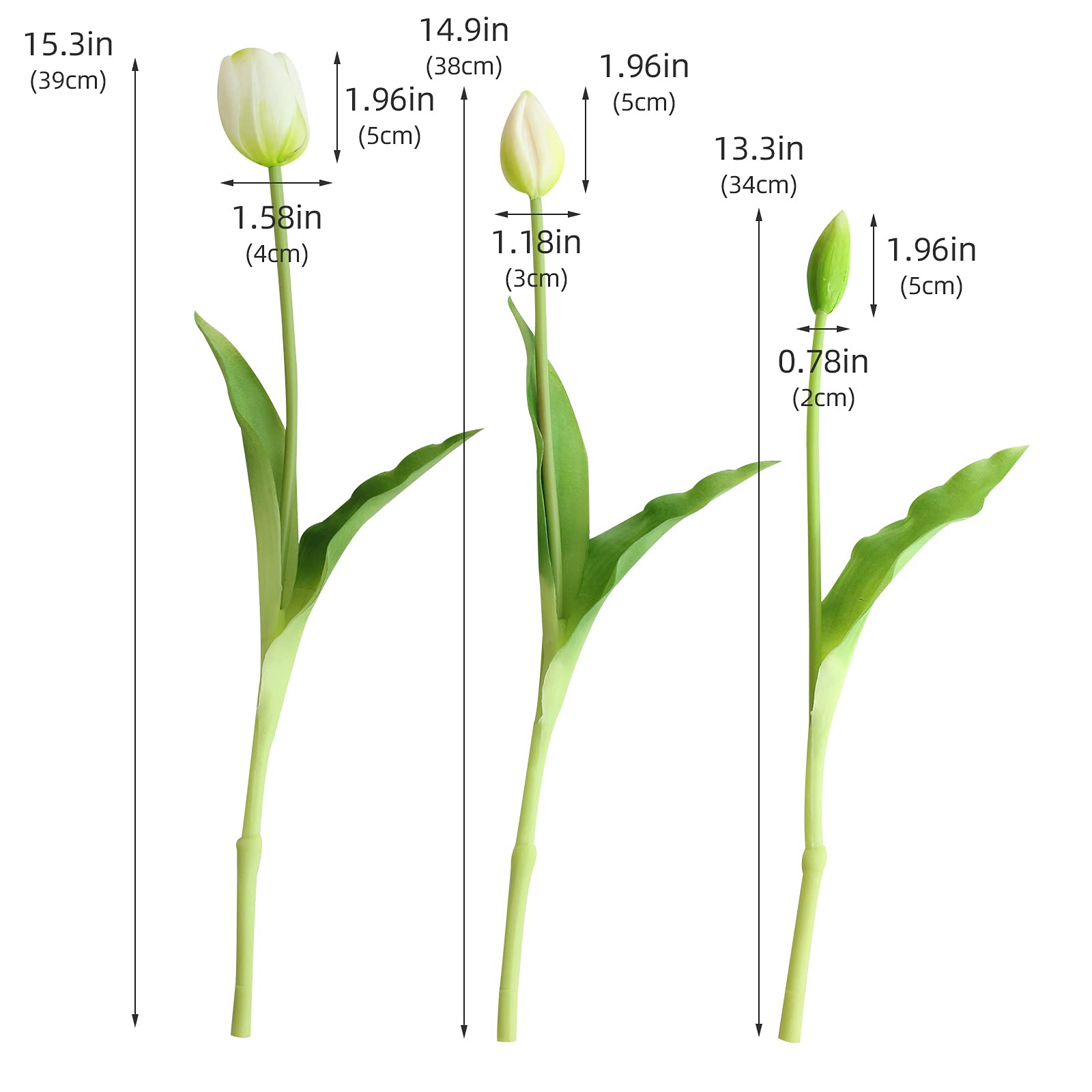 10pcs Real Touch Artificial Tulip Flowers - Faux Latex Tulips Bouquet with Gift Box for Wedding, Party, Home & Room Decor (White) - Perfect for Centerpieces, Tablescapes & DIY Floral Arrangements