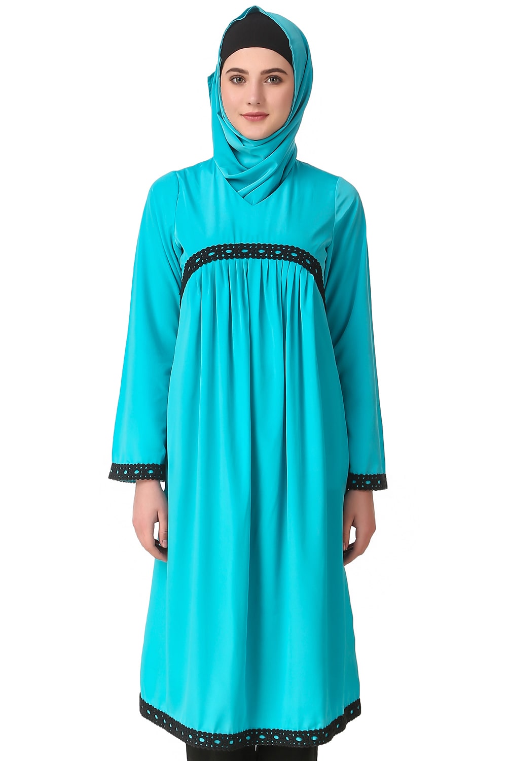Stylish Makalah Maternity Turquoise Crepe Tunic for Pregnant Women - Perfect for Casual Wear, Baby Showers & Maternity Photos
