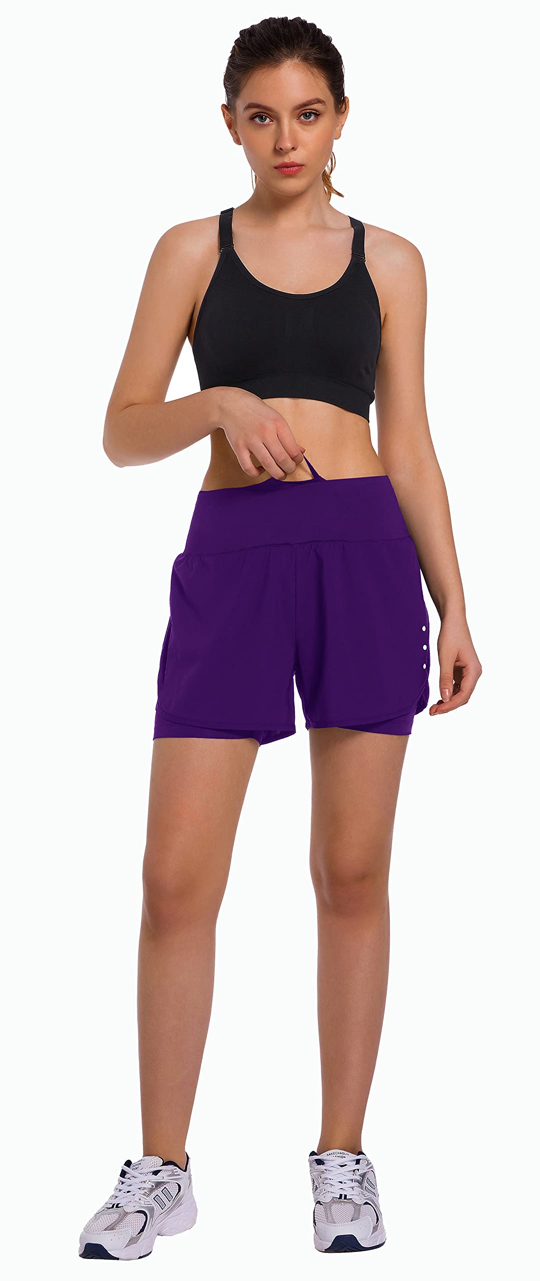 Ksmien Women's 2-in-1 Running Shorts with Phone Pockets - Lightweight Athletic Workout Gym Yoga Shorts with Liner for Women | Perfect for Running, Training & Yoga Classes