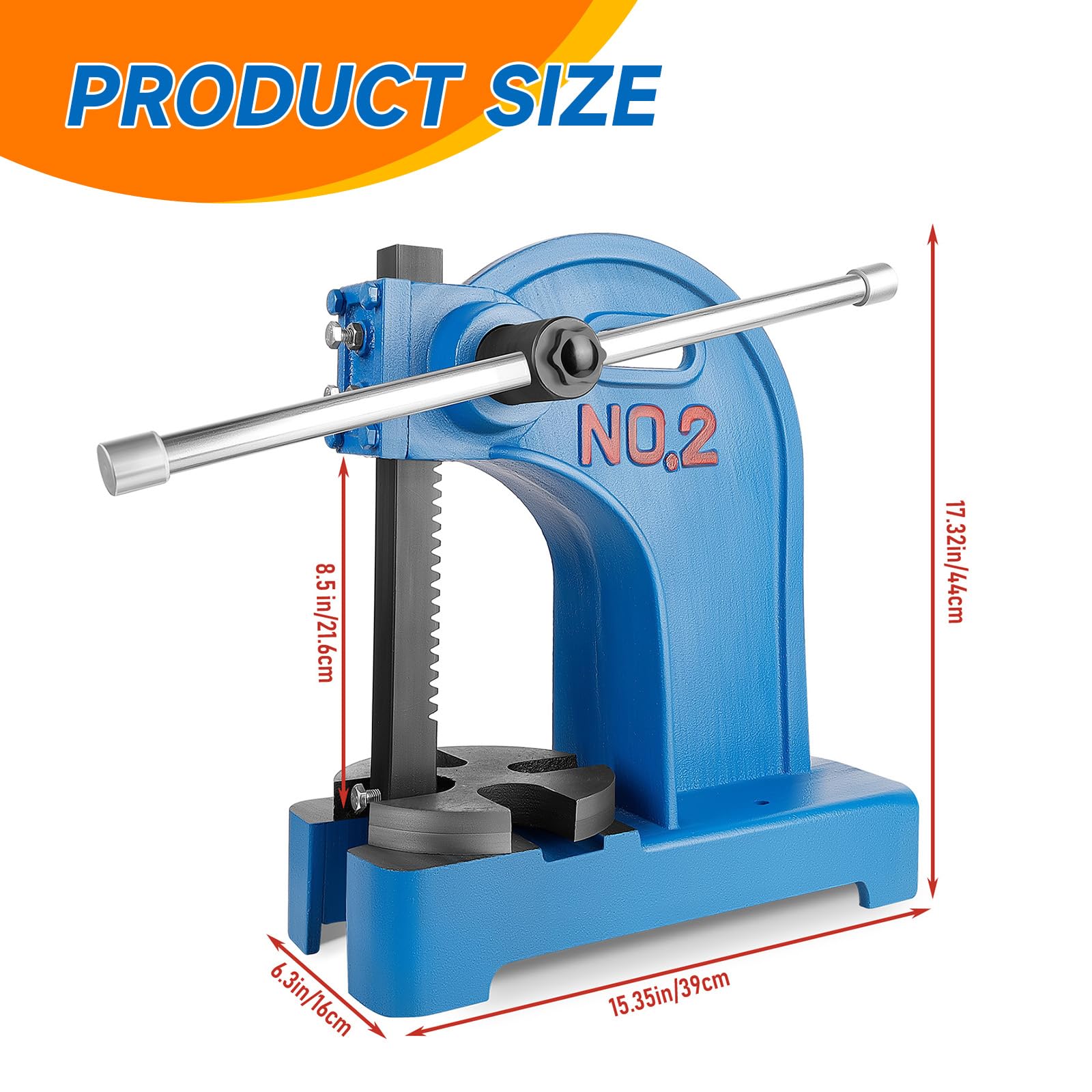 Heavy-Duty 2 Ton Manual Arbor Press - 8.5
