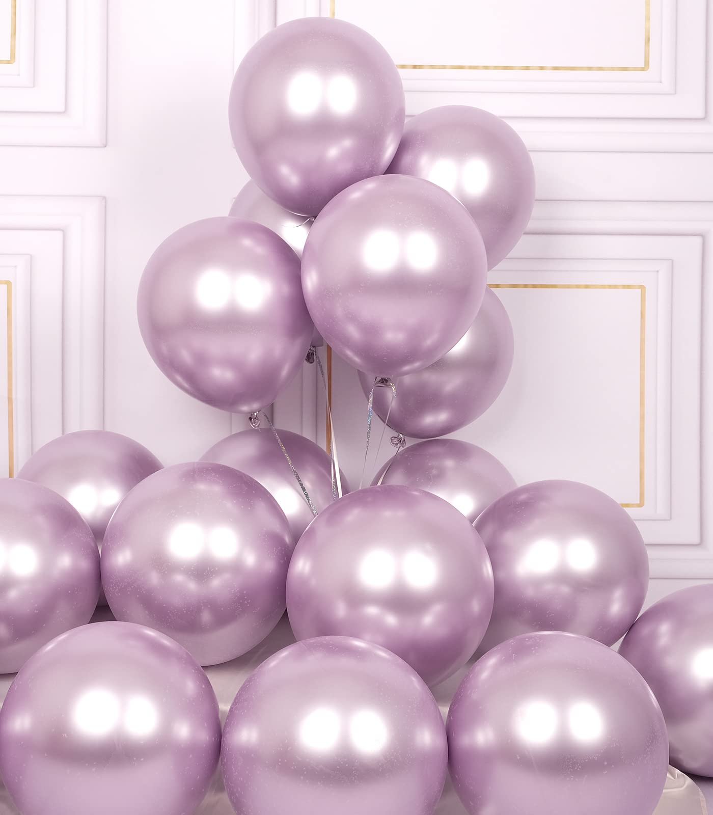 50 Pcs 12 Inch Metallic Light Purple Latex Balloons - Chrome Lavender & Lilac Helium Balloons for Birthday, Graduation, Gender Reveal Party Decorations - Perfect for Indoor/Outdoor Celebrations, Baby Showers & Wedding Decor