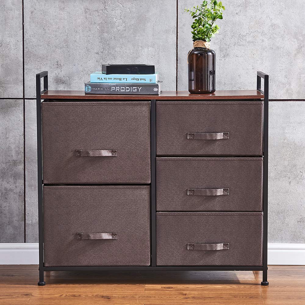 BELIFEGLORY 5-Drawer Fabric Dresser Organizer with Sturdy Steel Frame & Wood Top - Storage Unit for Bedroom, Closet, Hallway & Entryway | Perfect for Clothes, Toys, and Home Organization