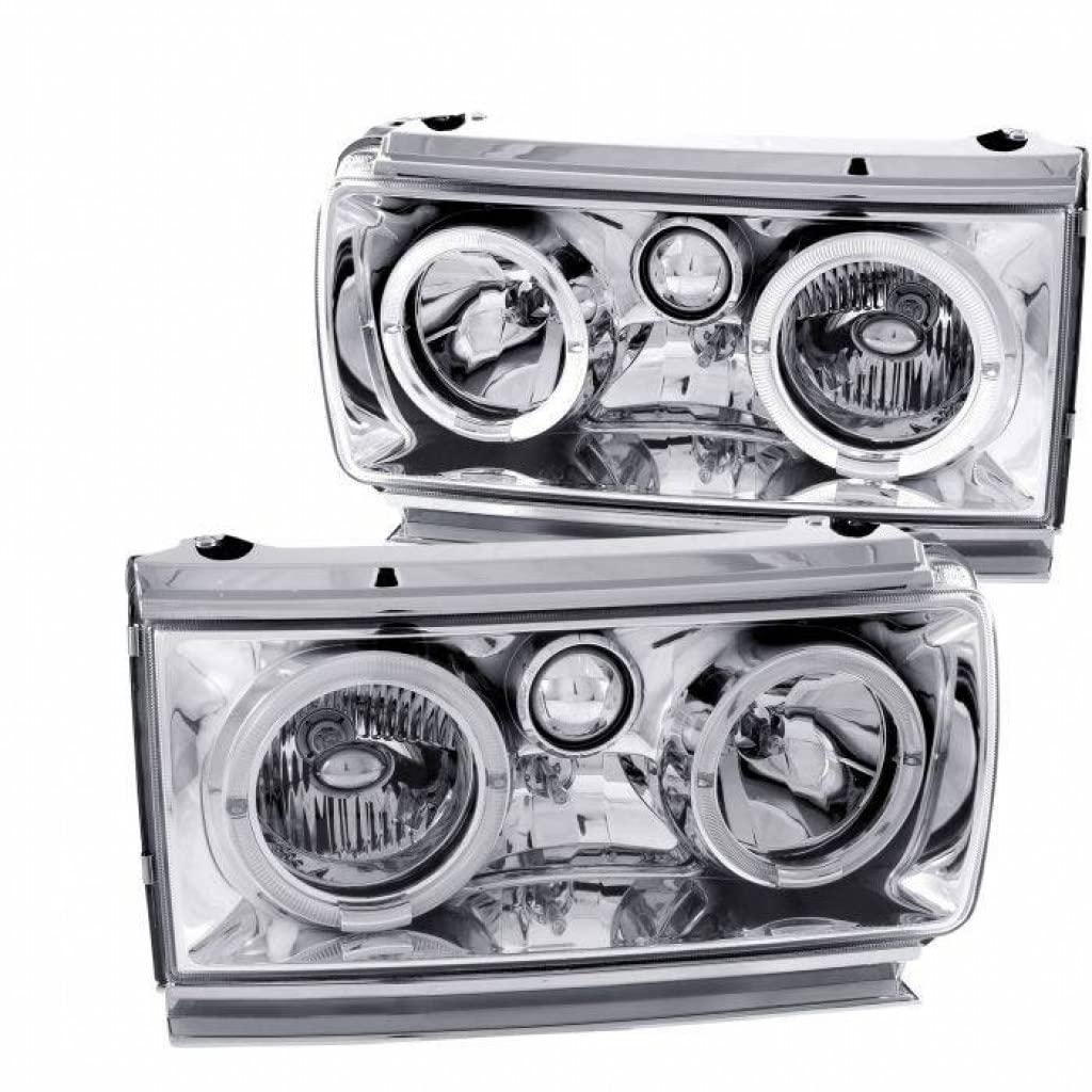 ANZO Crystal Headlights with Halo Chrome for 1991-1994 Toyota Land Cruiser - High Performance LED Replacement Lights for Off-Road & Night Driving