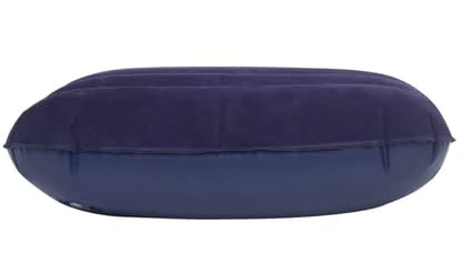 Qwid Soft Comfortable Inflatable Velvet Air Pillow Cushion - Blue Travel Pillow for Neck Support | Perfect for Airplane, Car, Office & Camping Sleeping Bag Accessories
