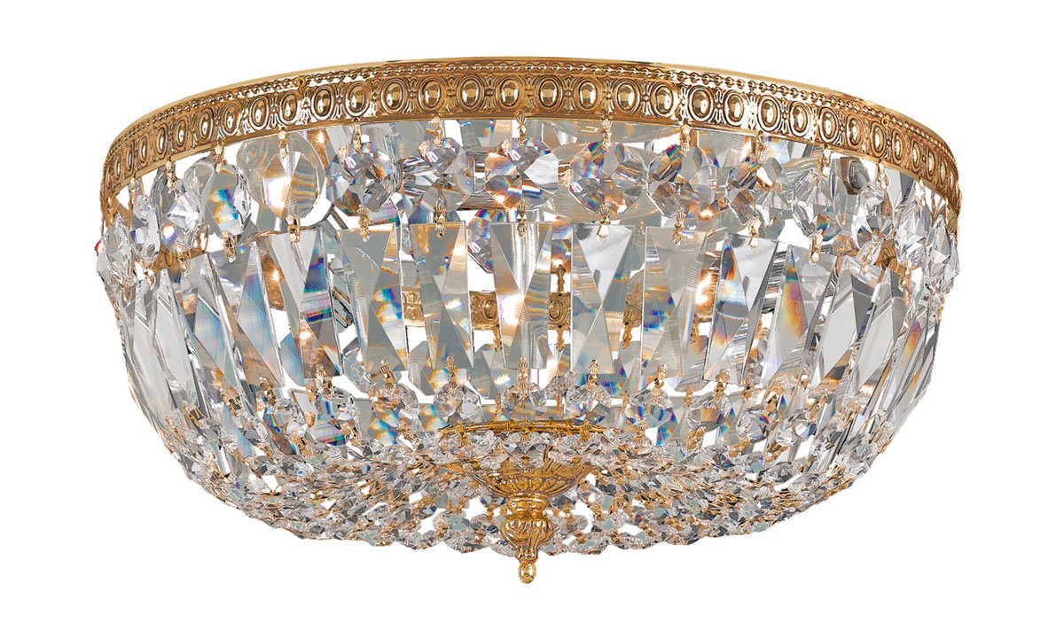 Crystorama 712-OB-CL-I 3-Light Flush Mount Ceiling Light Fixture - Clear Hand-Cut Crystal Chandelier for Dining Room, Bedroom & Hallway Lighting