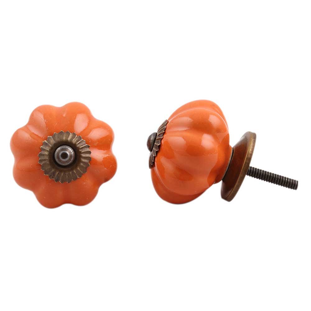 16-Piece Orange Pumpkin Ceramic Drawer Knobs - Solid Kitchen Cabinet Hardware Pulls for Dressers, Cabinets & Doors - Luxury Home Decor for Fall & Thanksgiving Decorating