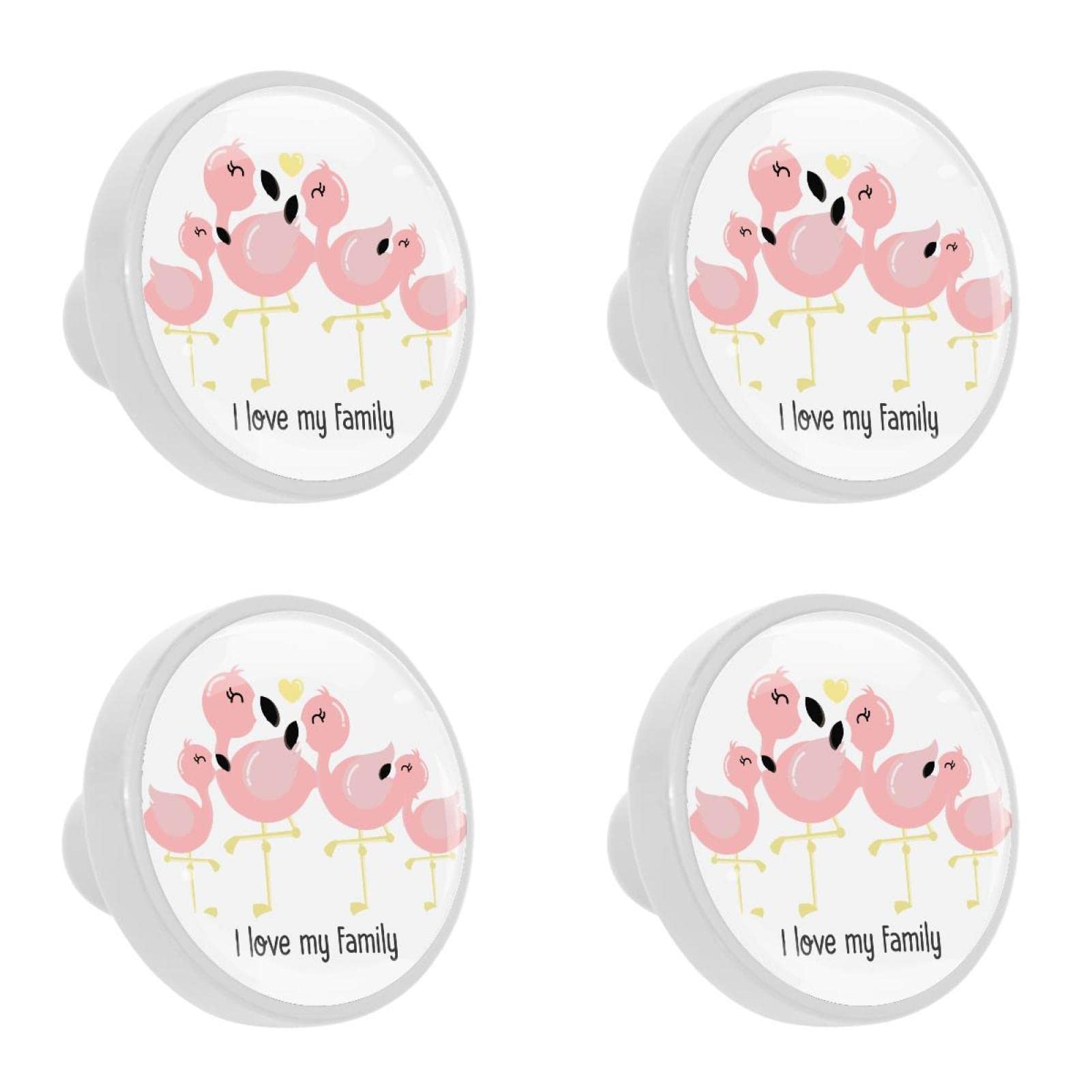 4 Pack Flamingo Cabinet Knobs - Round Single Hole Drawer Pulls for Kitchen, Dresser & Cabinet Hardware - Perfect for Home Decor & DIY Furniture Upgrade
