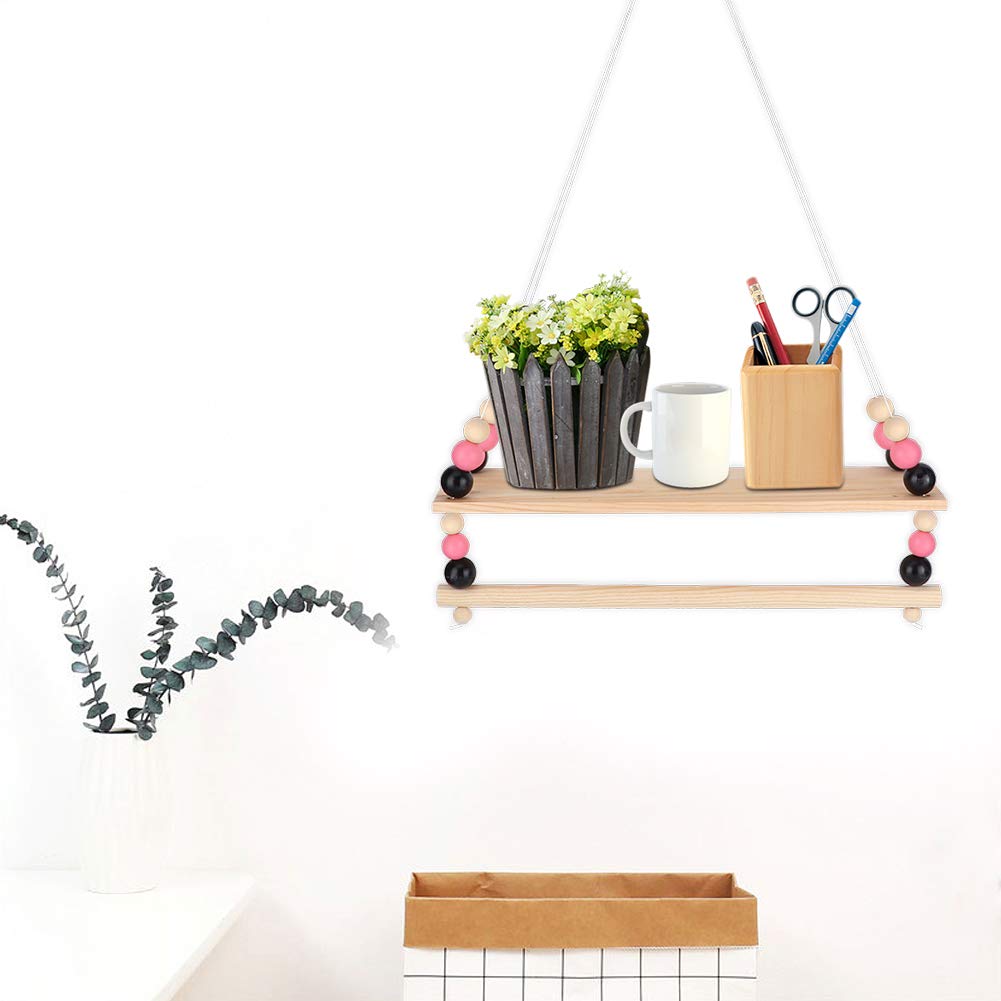 Nordic Style Floating Shelves - Durable Wall Mounted Storage for Kids Room Decor with Colorful Beads (Blue, Style 3) | Perfect for Organizing Toys, Books & Displaying Decor in Children's Bedrooms