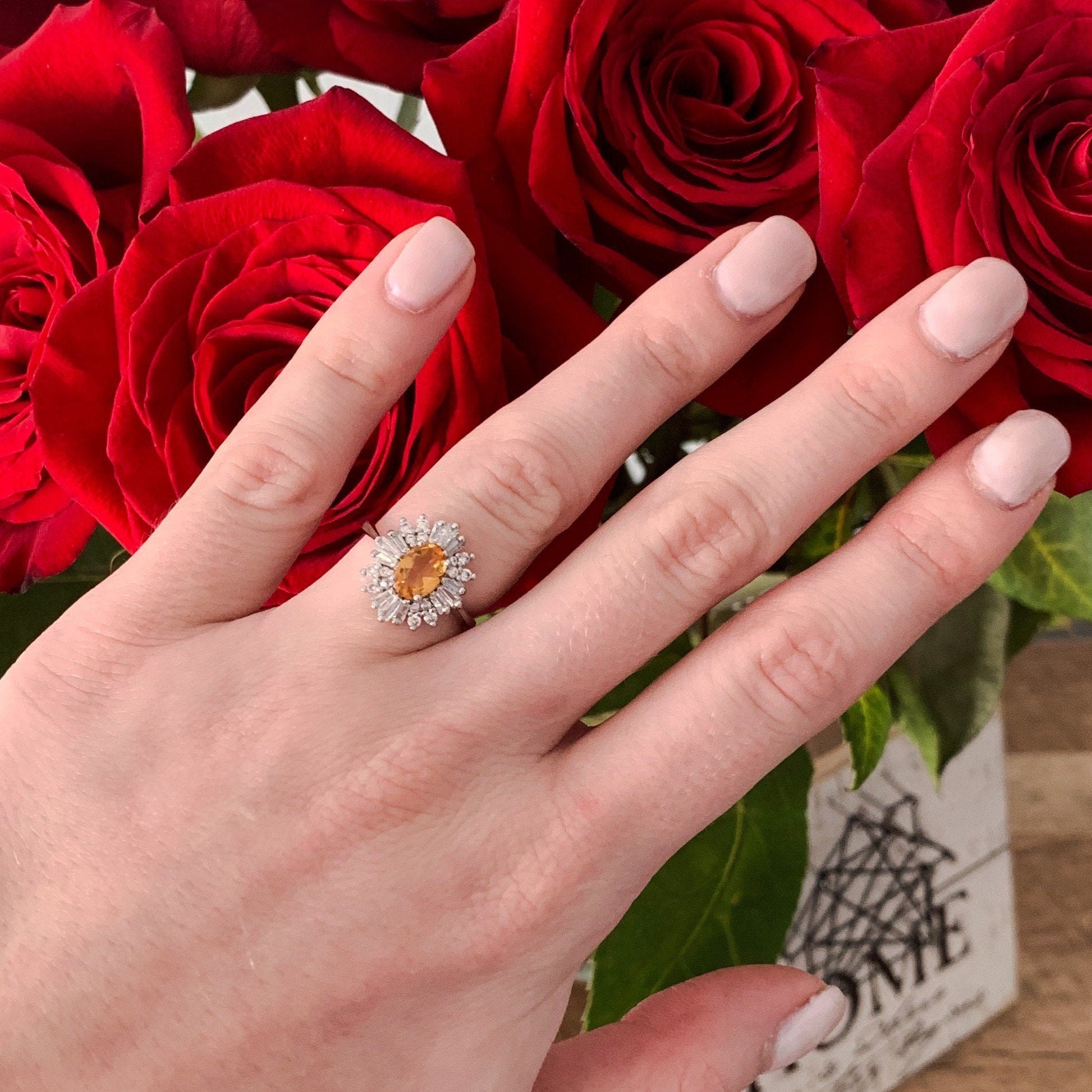 Victoria Citrine Ring - Sterling Silver Jewelry for Women | Elegant Birthstone Gift for Her | Perfect for Birthdays, Anniversaries & Special Occasions