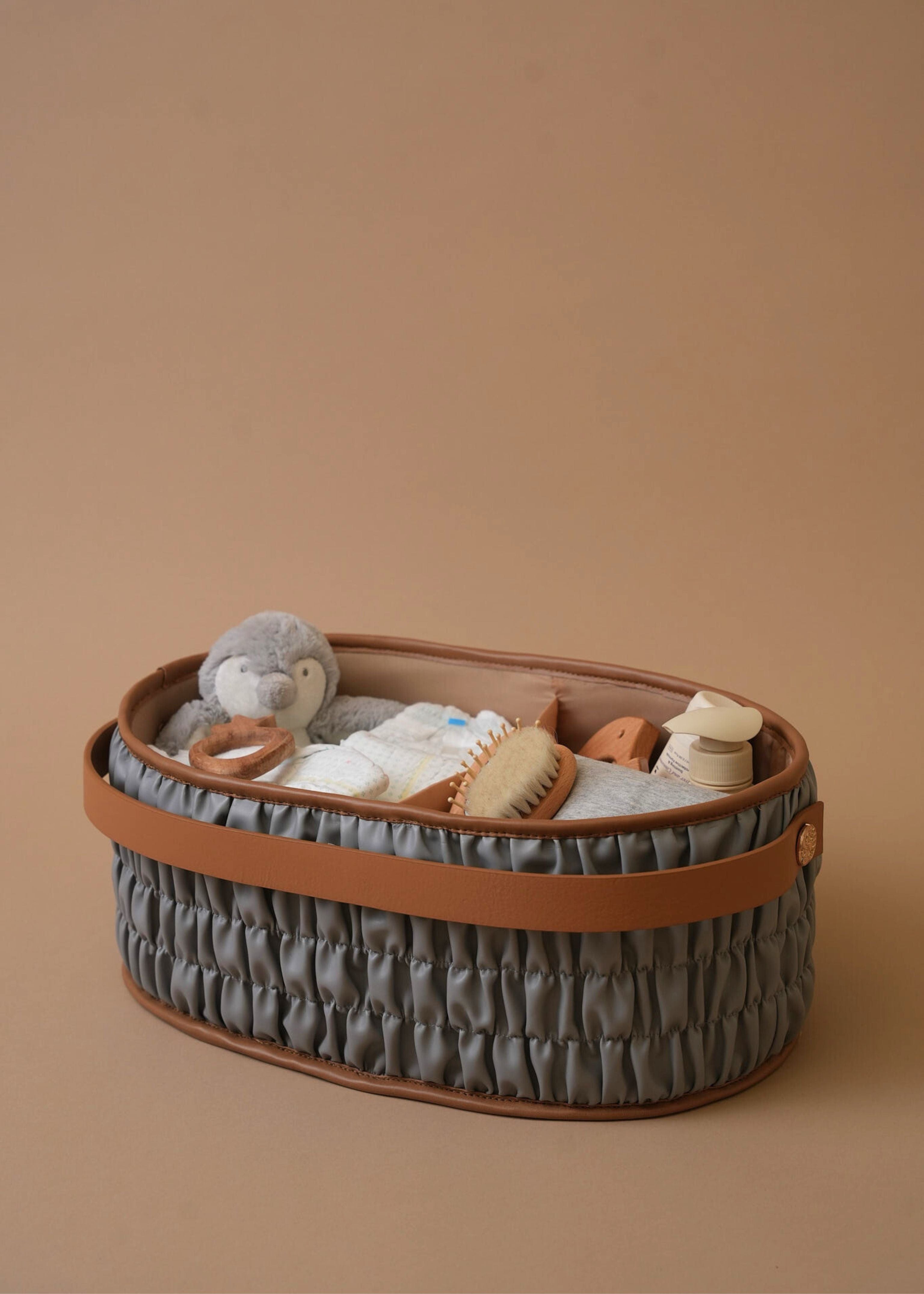 Premium Baby Diaper Caddy Organizer Gift Set - Soft Grey Nursery Storage Solution | Perfect for Baby Showers, New Parents & Nursery Organization