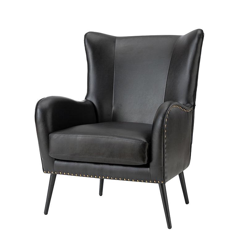 Stylish Shepherd Wingback Vegan Leather Armchair - Modern PU Leather Accent Chair for Living Room, Bedroom & Office - Comfortable Mid-Century Design with Optional Types