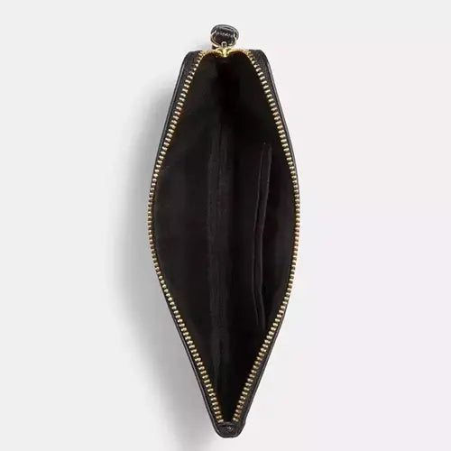NWT Coach Large Corner Zip Leather Wristlet Wallet in Black - Stylish & Compact for Everyday Use, Travel, and Gift Giving