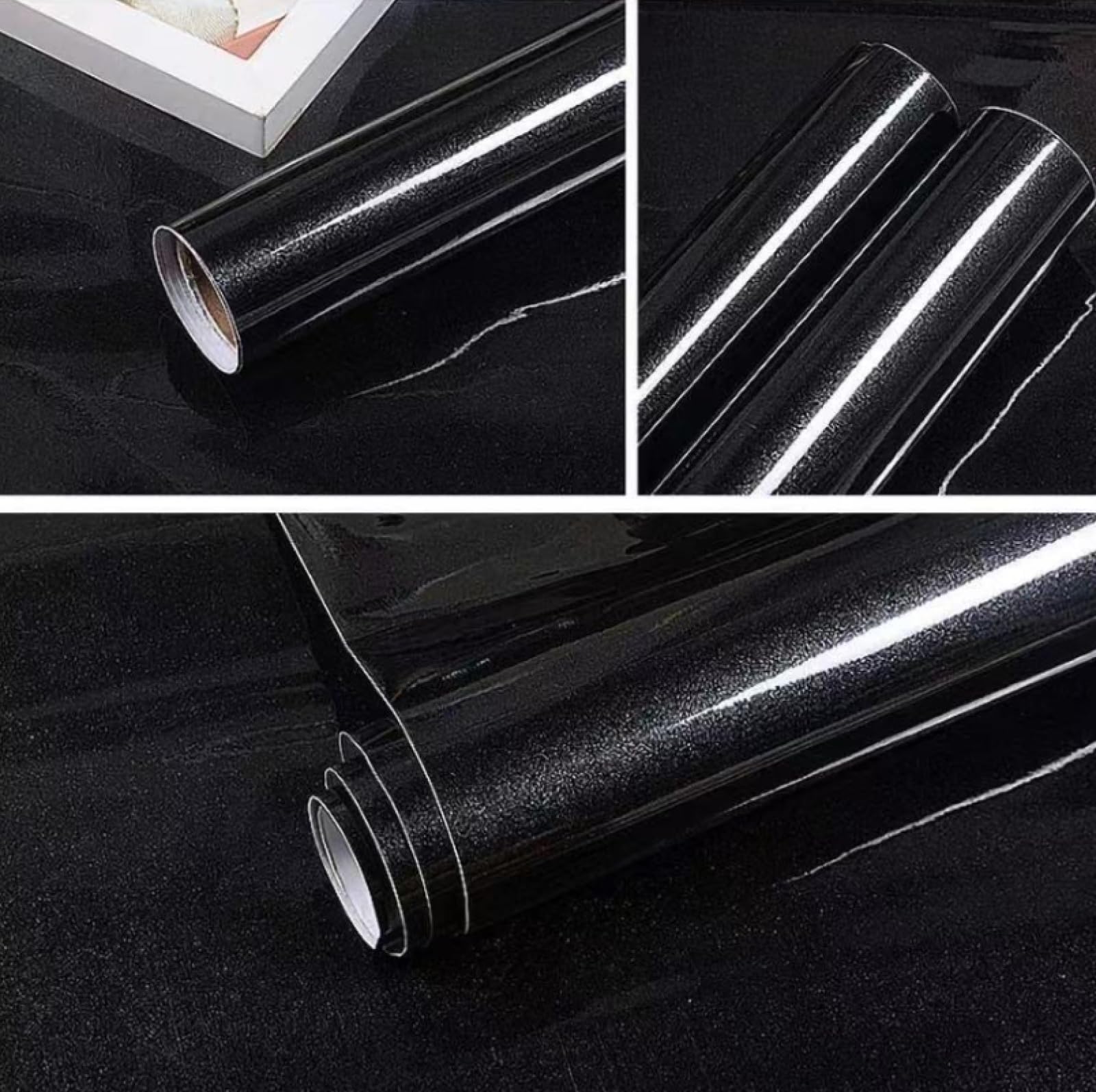 Self-Adhesive Thickened Wallpaper - Waterproof Pearlescent Black for Cabinets & Walls | Home Renovation Stickers