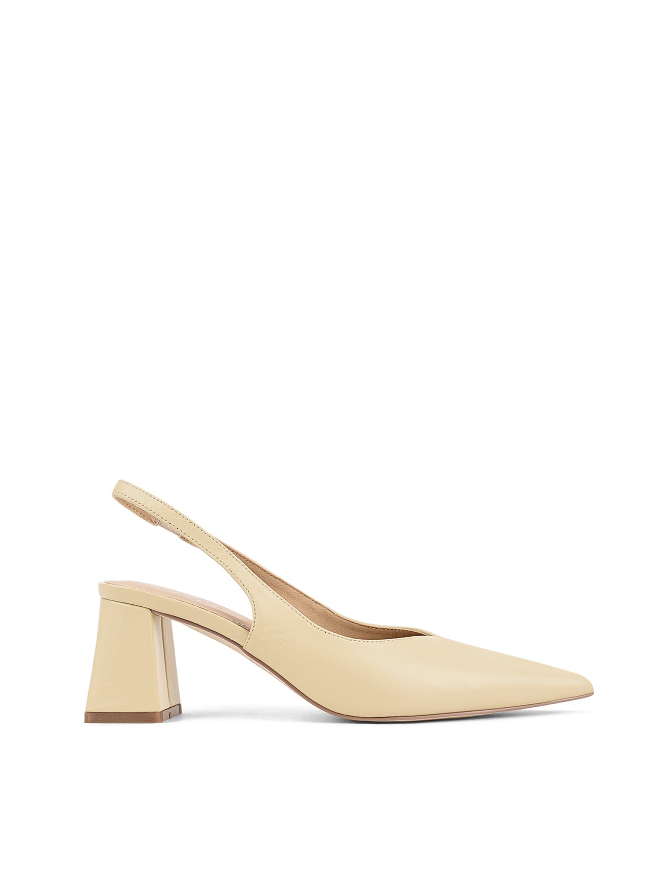Yankee Slingback Block Heel Sandals - Custard Yellow Genuine Leather Women's Shoes for Summer, Weddings & Office Wear