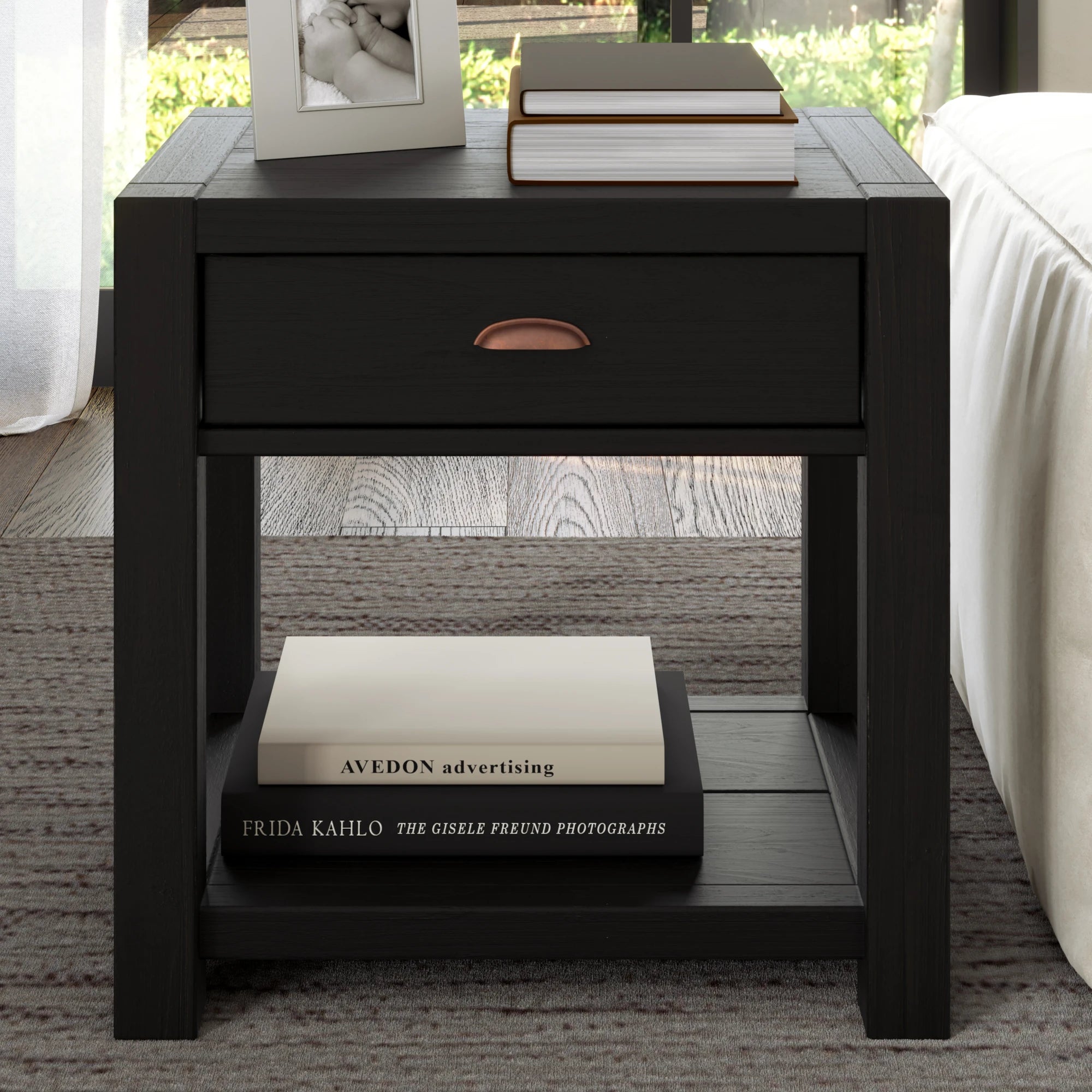 Modern Montauk End Table - Stylish Nightstand for Bedroom, Living Room & Office - Compact Side Table with Storage Shelf - Perfect for Small Spaces, Apartments & Dorm Rooms