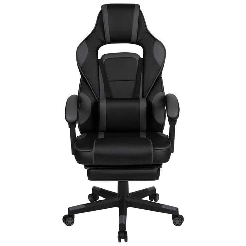 Flash Furniture X40 Ergonomic Gaming Chair - Reclining Back, Adjustable Arms, Slide-Out Footrest & Lumbar Support - Black/Gray - Perfect for PC Gaming, Office Work & Home Theater Relaxation