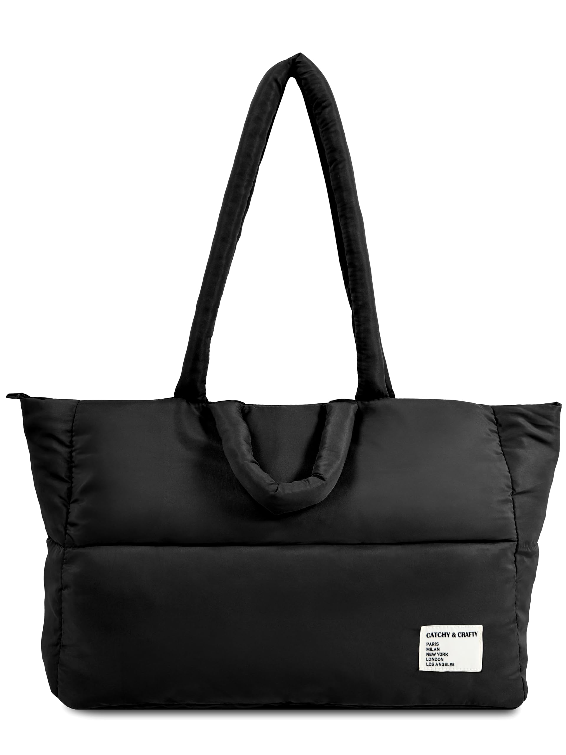 Quilted Puffer Tote Bag for Women - Stylish Quilted Handbag with Padded Shoulder Strap, Perfect for Gym, Yoga, Work, Travel & Daily Use | Water-Resistant & Lightweight | Trendy Casual & Work Bag