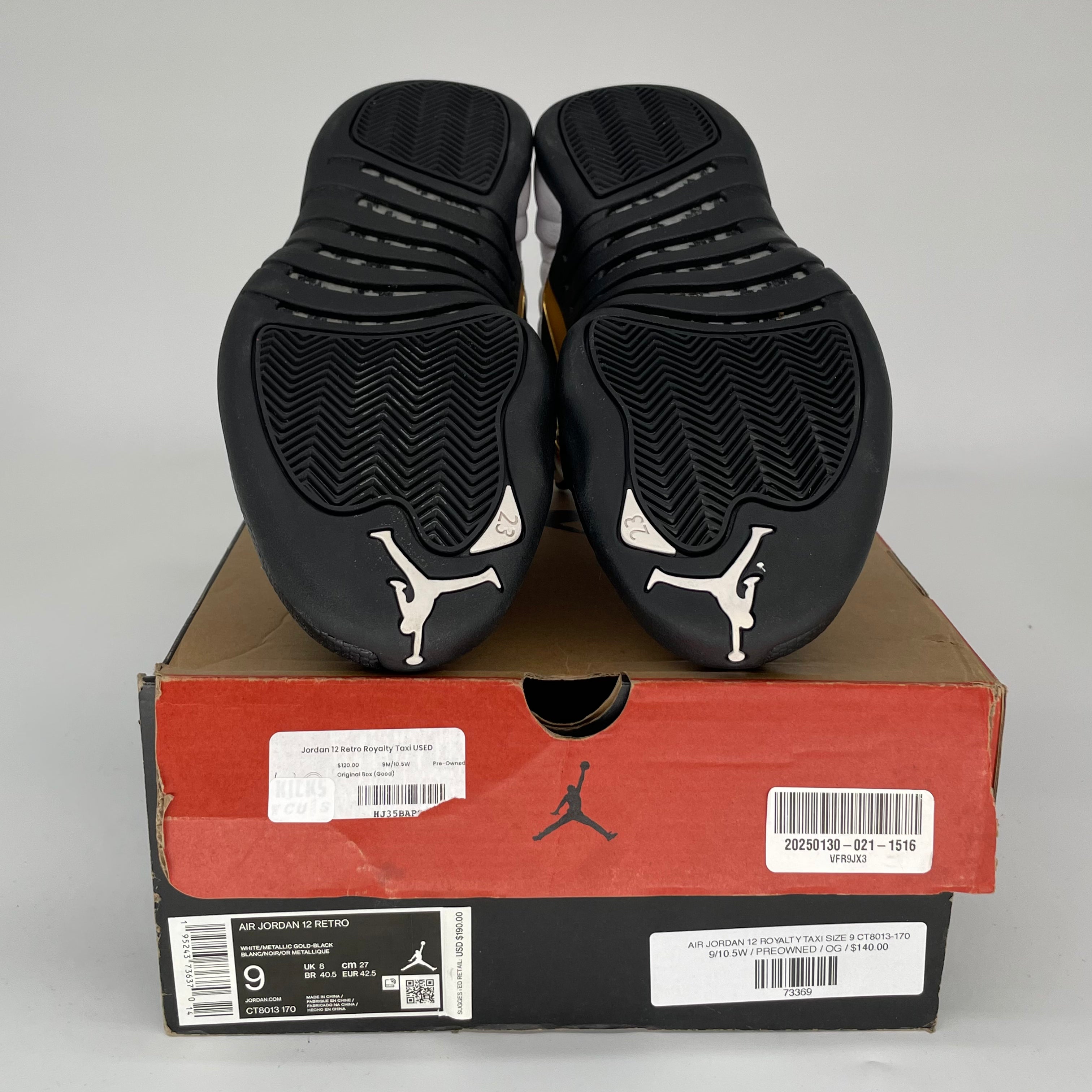Air Jordan 12 Retro 'Royalty Taxi' Men's Basketball Shoes Size 9 - CT8013-170 | Authentic Sneakers for Streetwear & Basketball Games