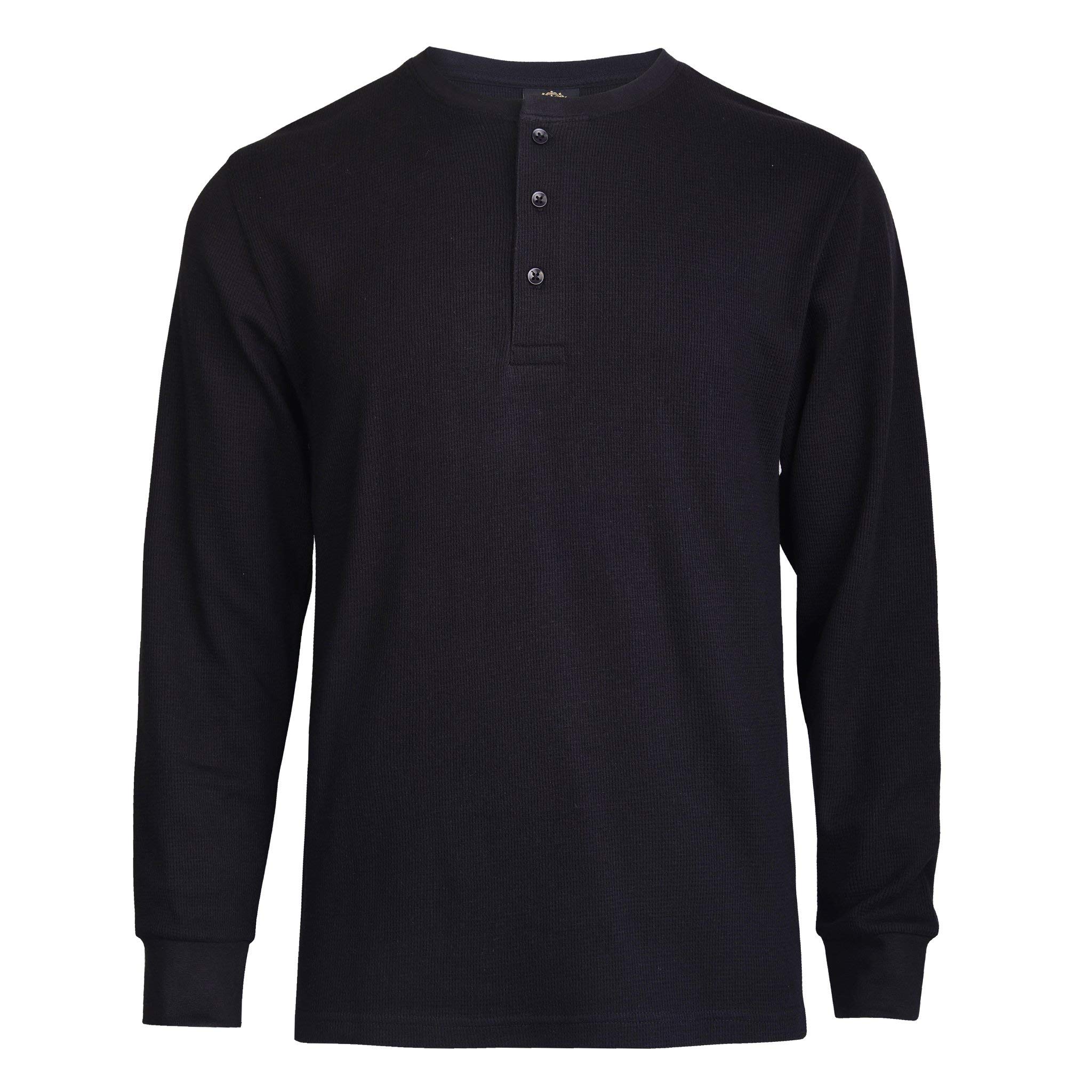 SLM Men's 100% Cotton Thermal Henley Undershirt - Waffle Knit & Plain Style for Winter Warmth - Perfect Base Layer for Outdoor Activities, Work & Casual Wear