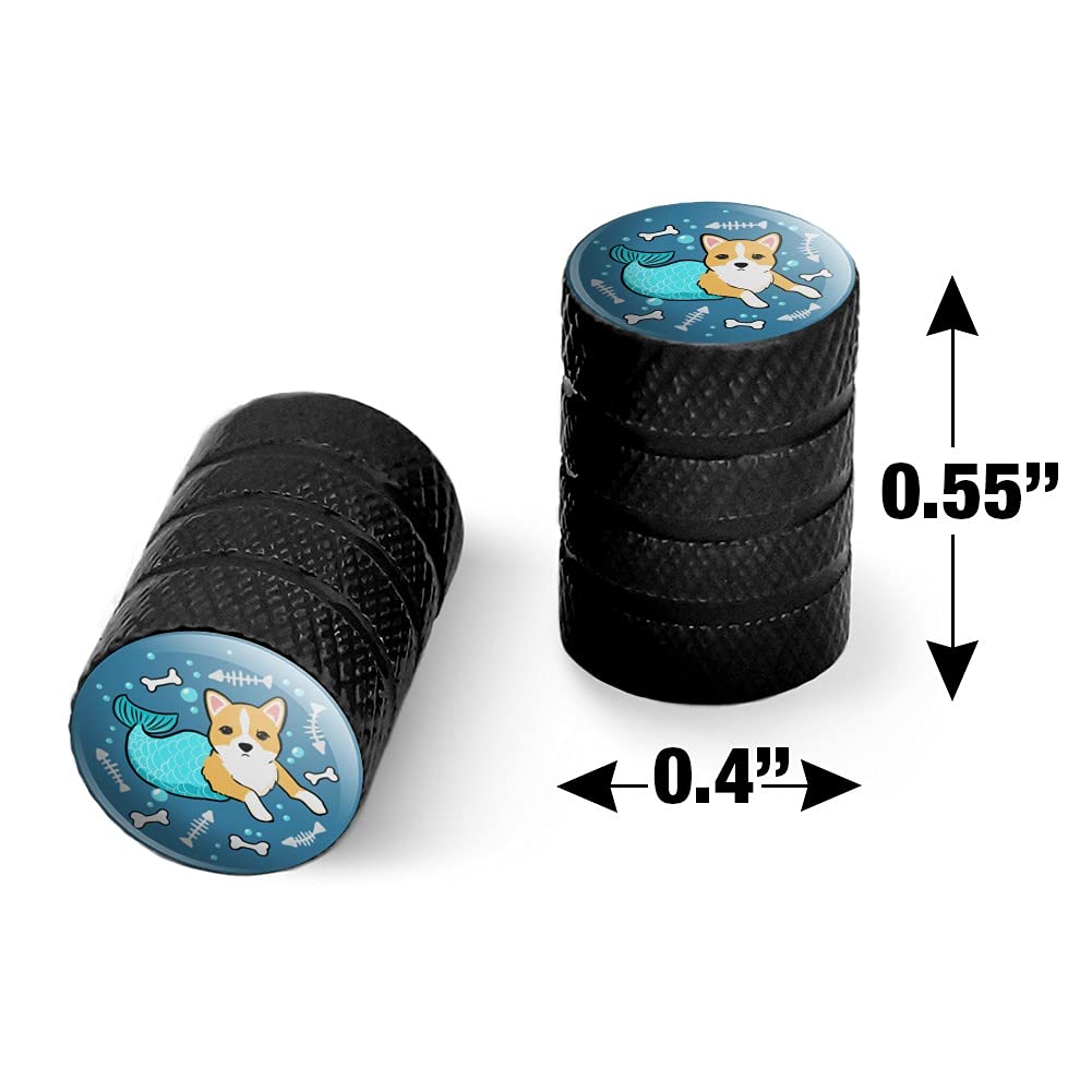 Merdog Mermaid Dog Motorcycle & Bicycle Aluminum Valve Stem Caps - Durable Wheel Rim Tire Accessories for Harley, Cruiser, Scooter (Great Gift for Pet Lovers)