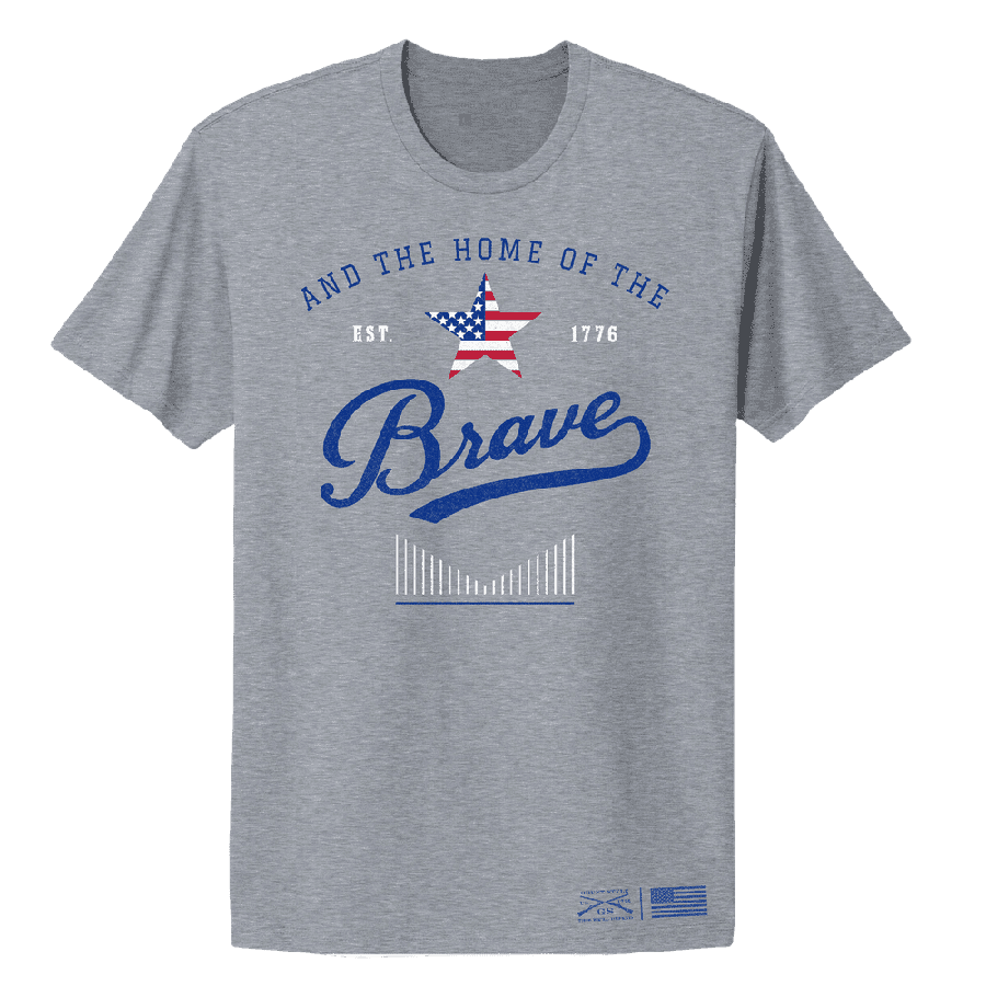 Women's Home Of The Brave Boyfriend Fit T-Shirt - Dark Heather Gray | Comfortable Casual Wear for Everyday Outfits & Patriotic Events